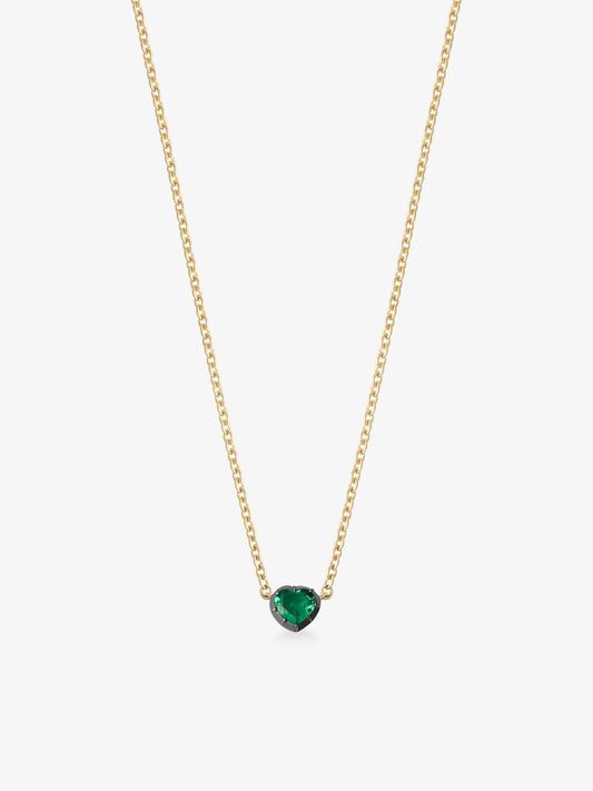 Georgian Cut-Down 0.50ct Heart-Shaped Emerald & Blackened Gold Pendant View 2