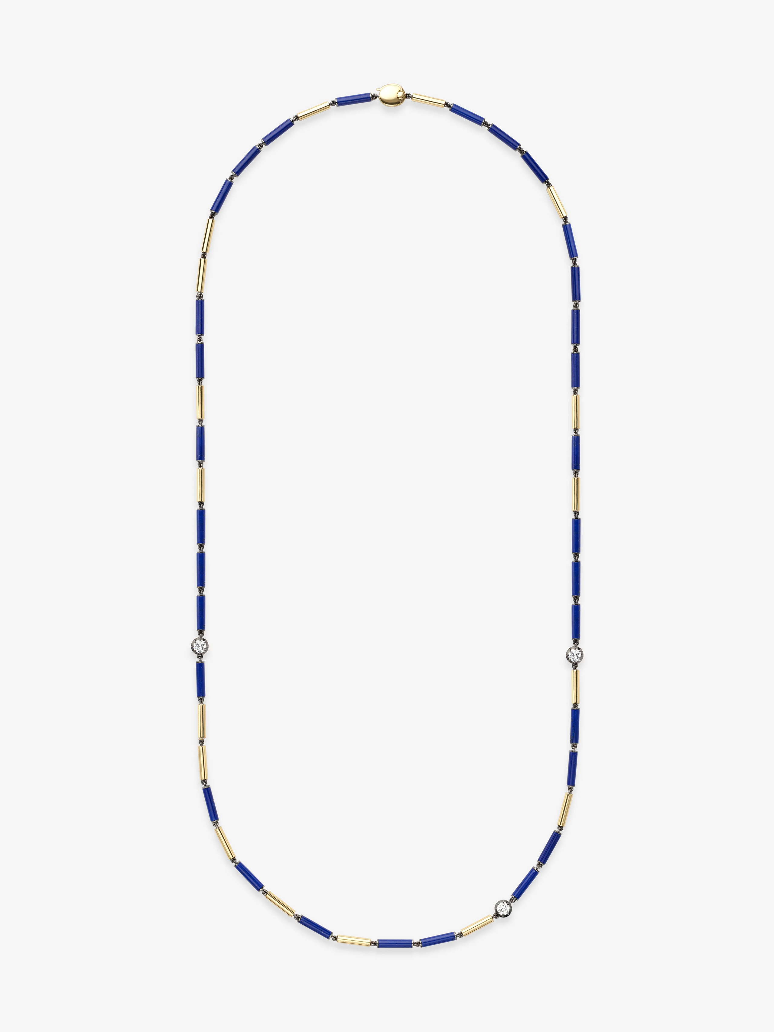 Medallions Long Guard Lapis & Diamond 30" Necklace View 1