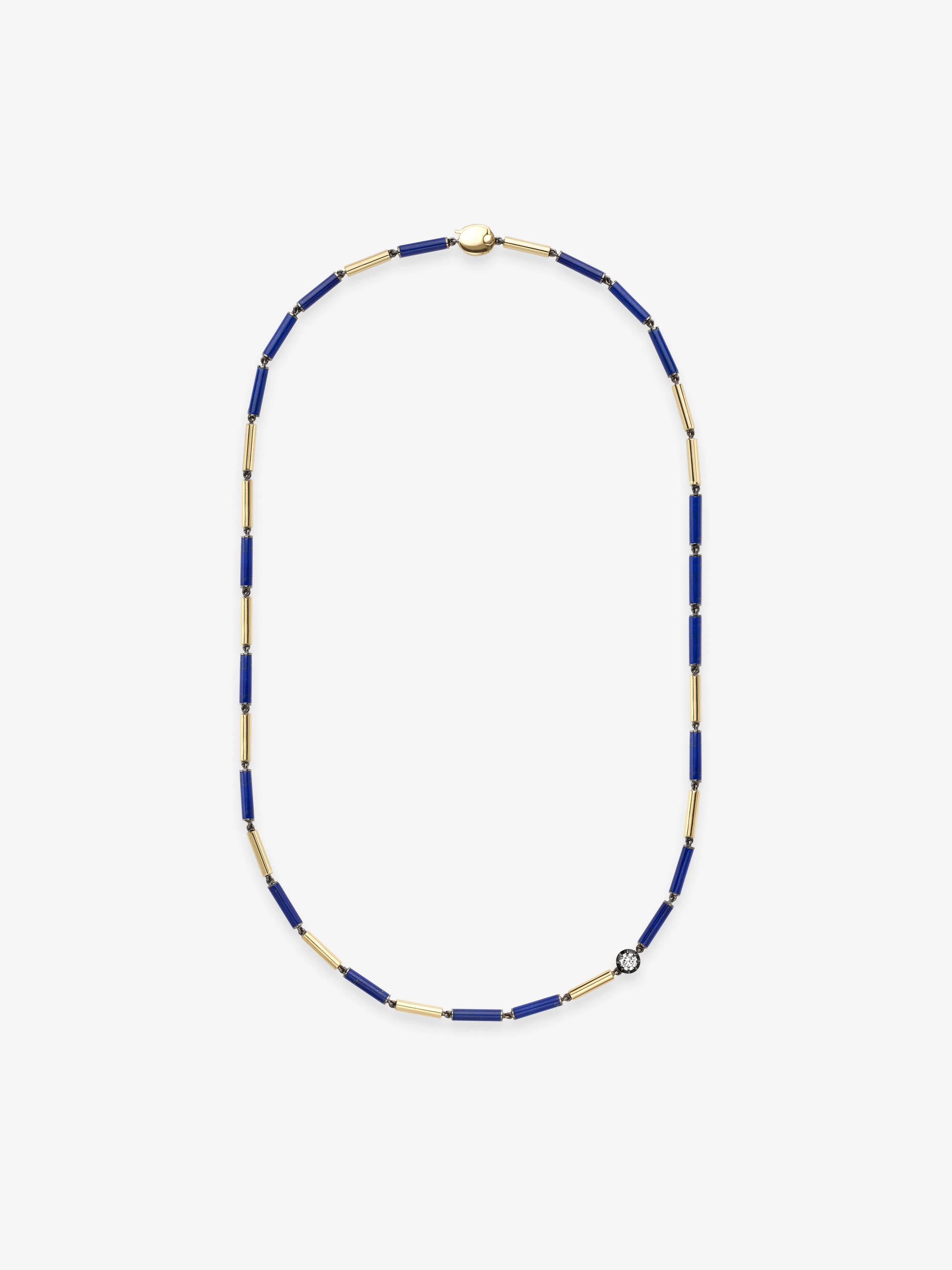 Medallions Long Guard Lapis & Diamond 21" Necklace View 1