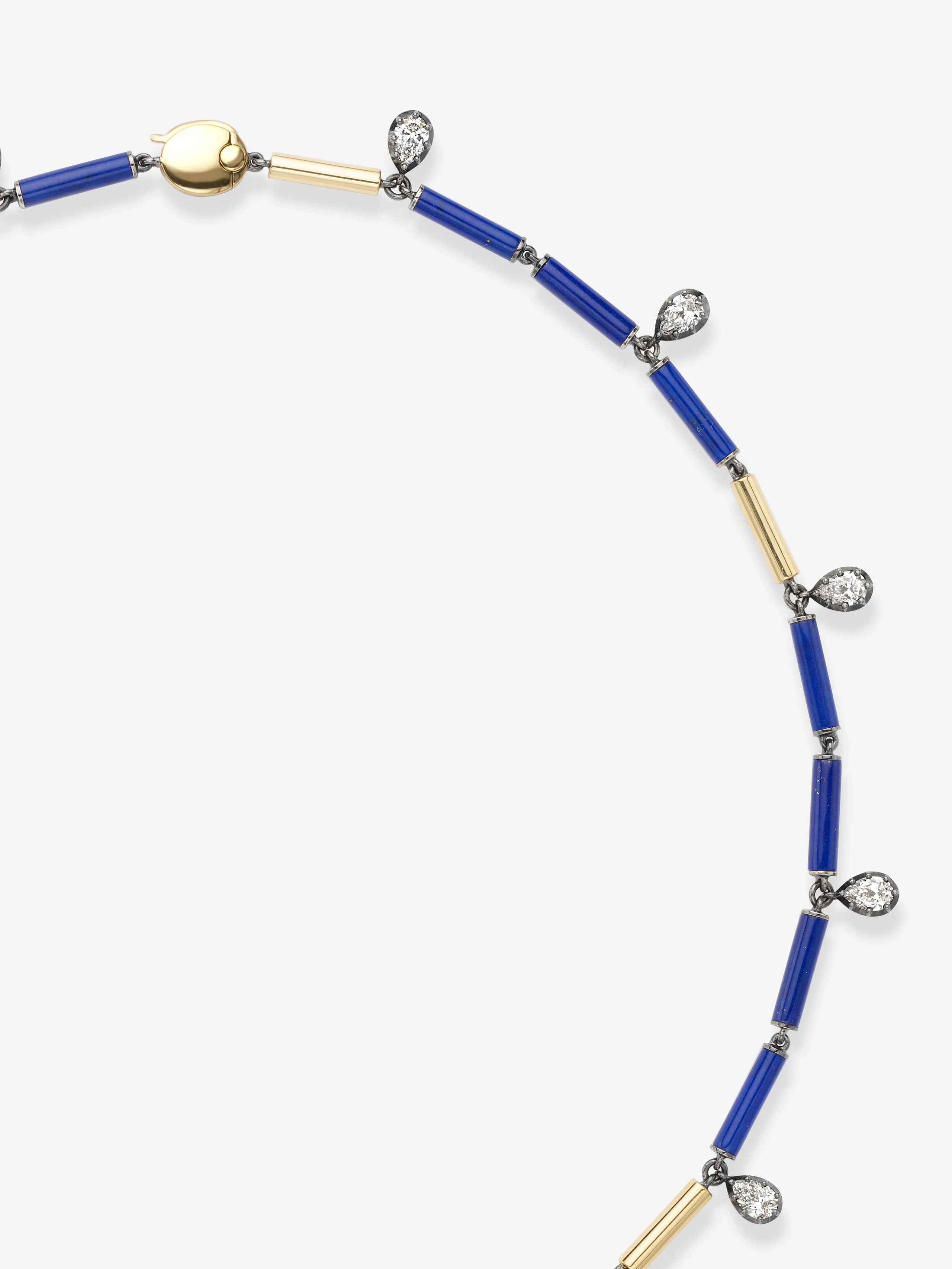 Medallions Long Guard Lapis & 3.90ct Diamond 17" Necklace View 4