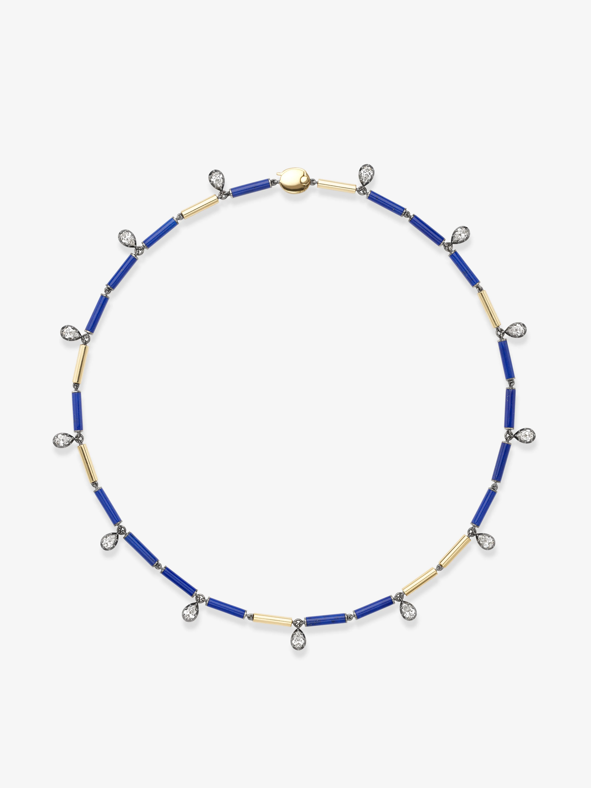 Medallions Long Guard Lapis & 3.90ct Diamond 17" Necklace View 1
