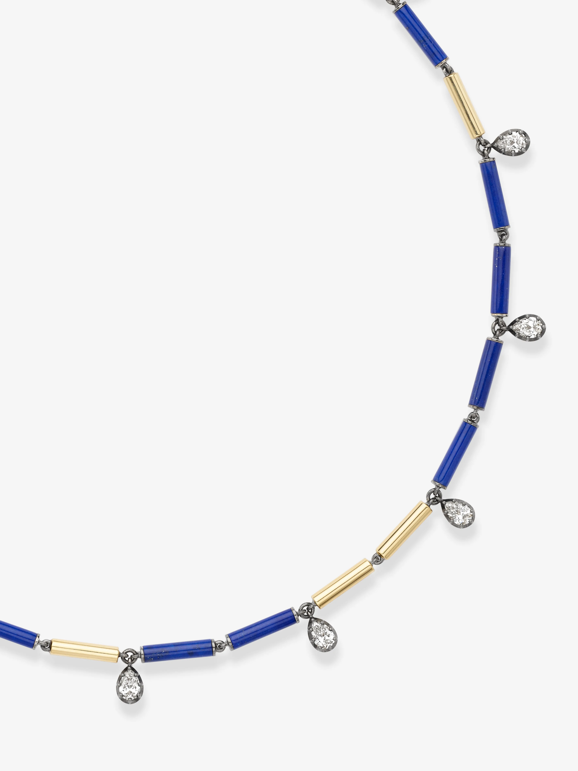Medallions Long Guard Lapis & 3.90ct Diamond 17" Necklace View 2