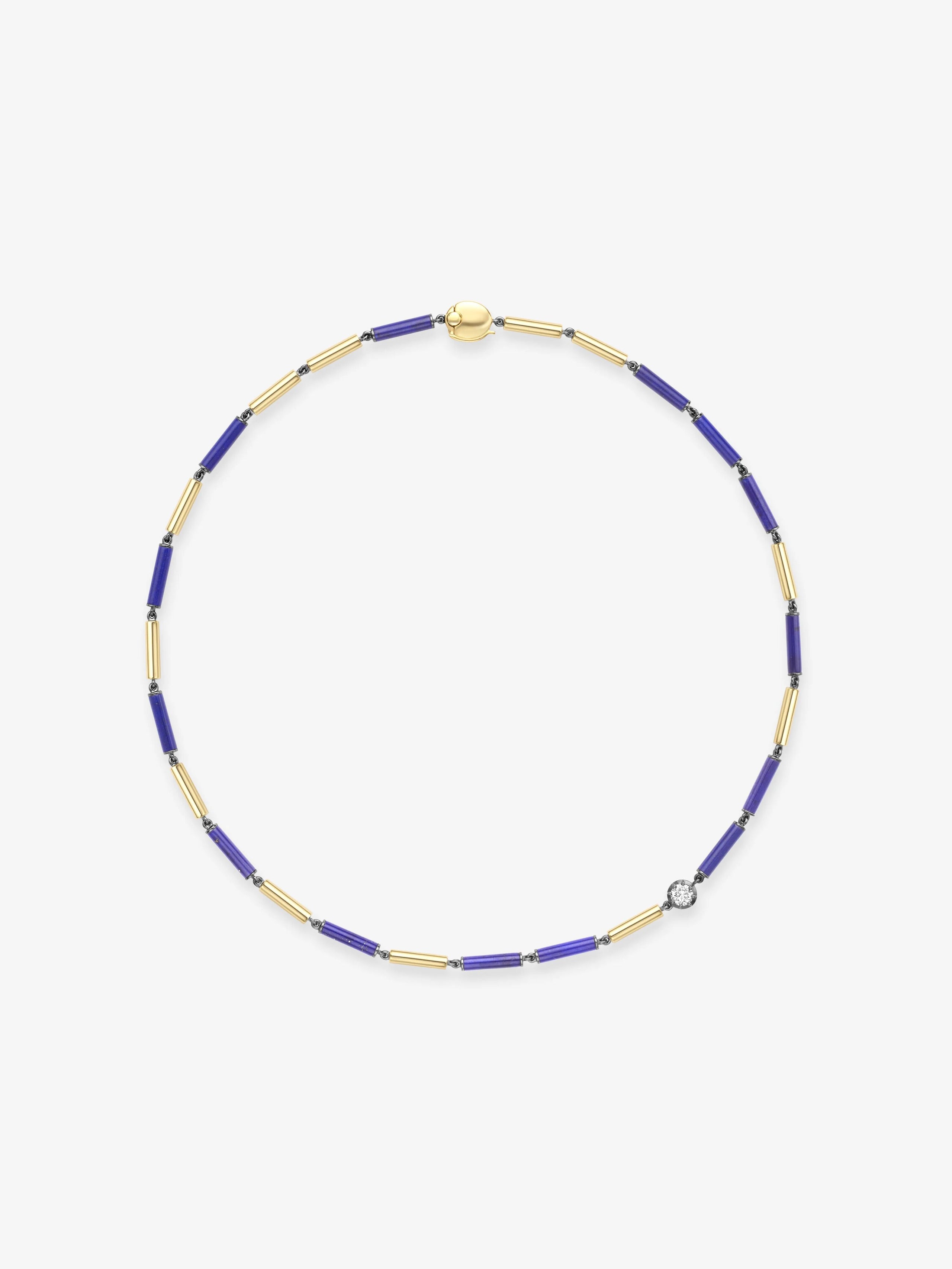 Medallions Long Guard Lapis & Diamond 16" Necklace View 1