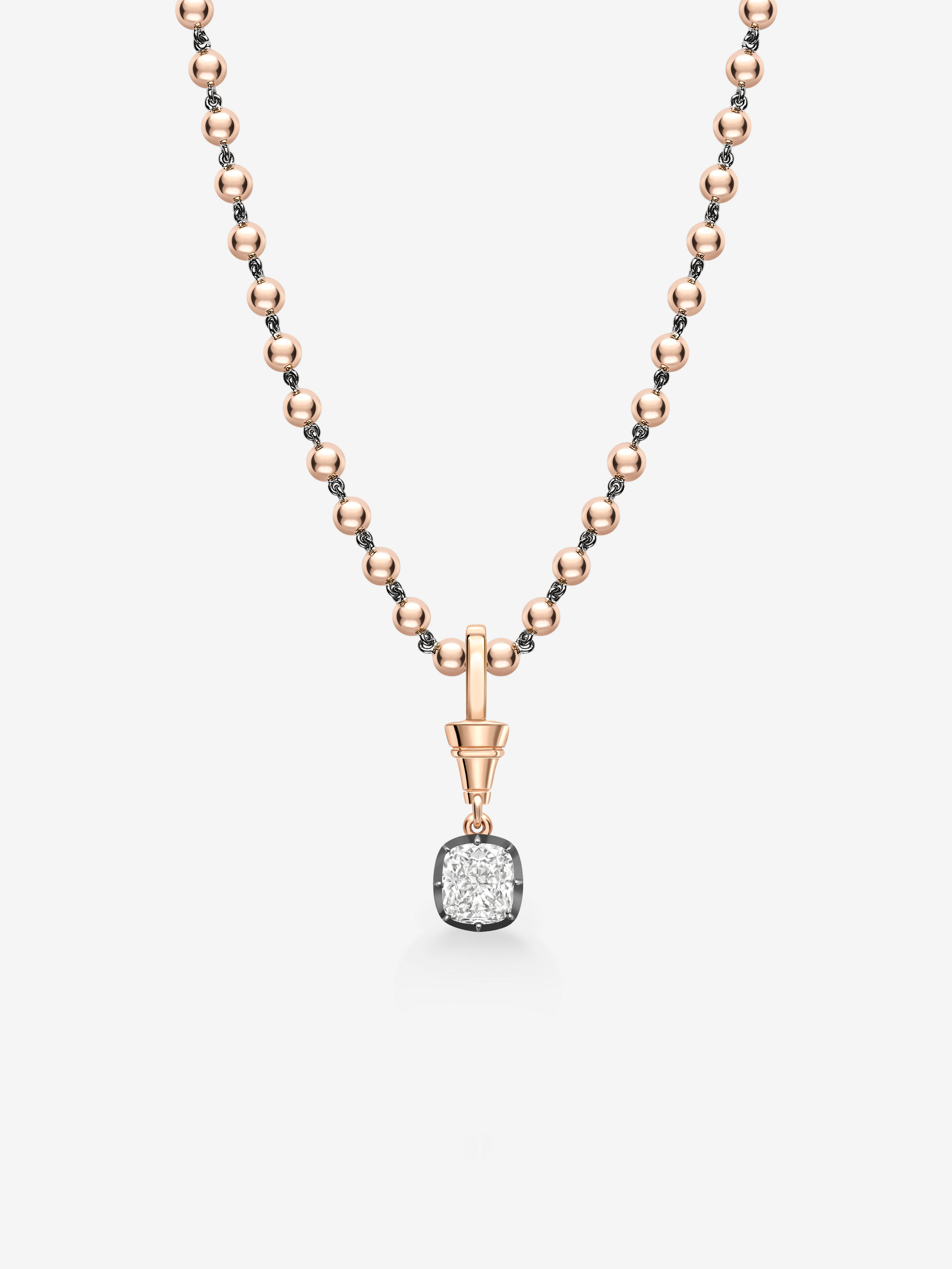 Ball n Chain 1.51ct Cushion Cut Diamond Pendant View 3