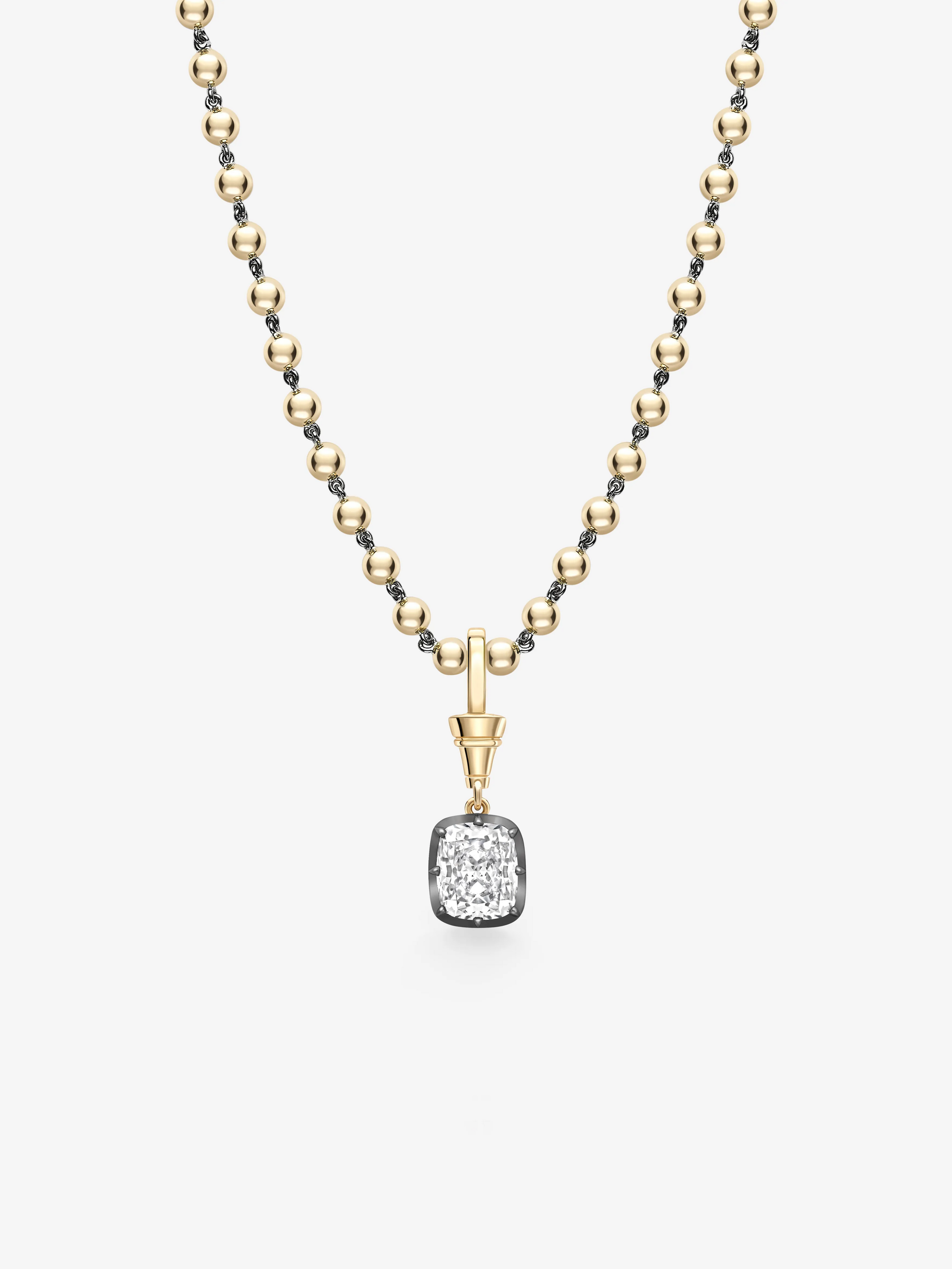 Ball n Chain 2.02ct Cushion Diamond Pendant View 2