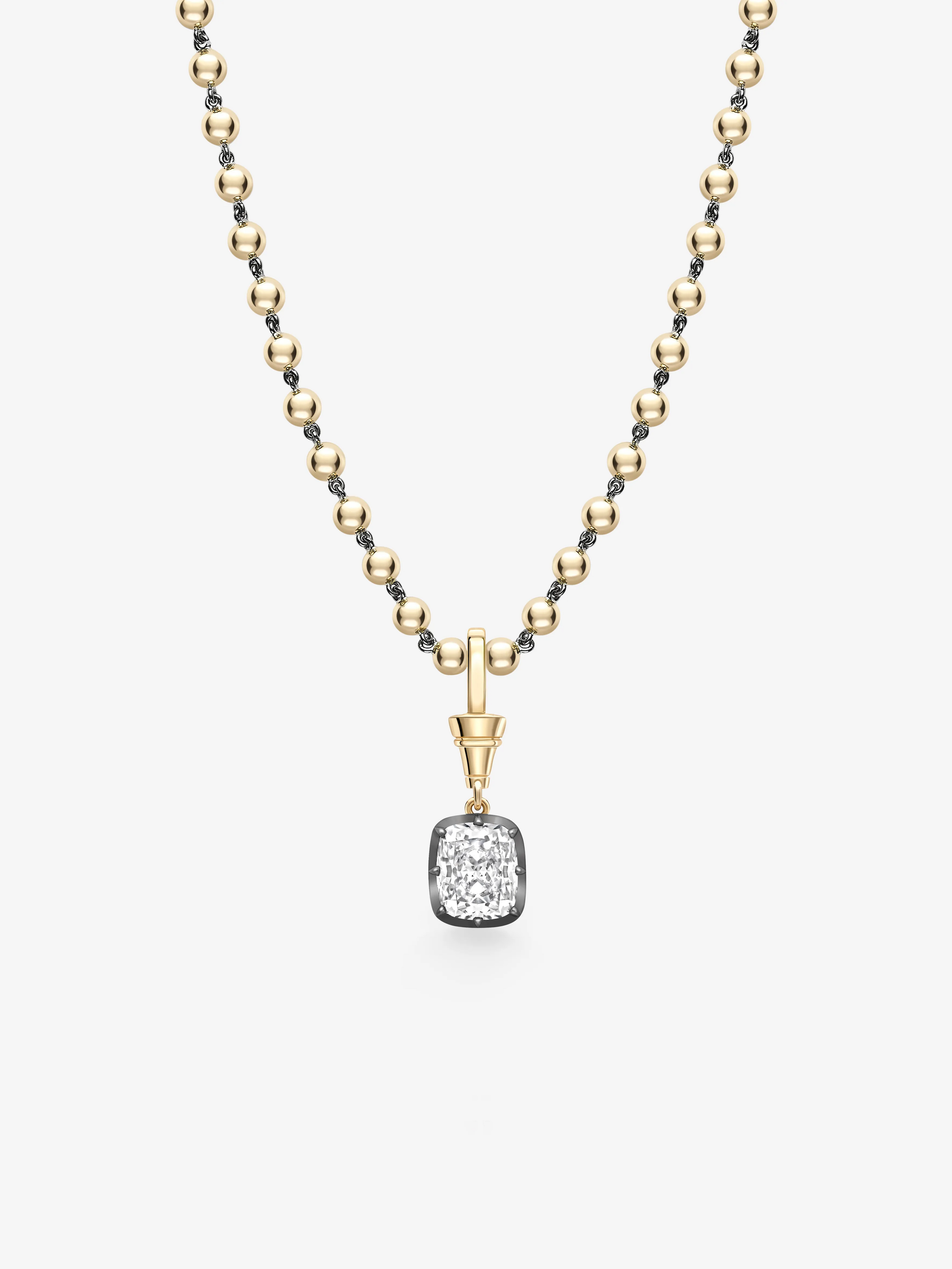Ball n Chain 2.02ct Cushion Diamond Pendant View 2
