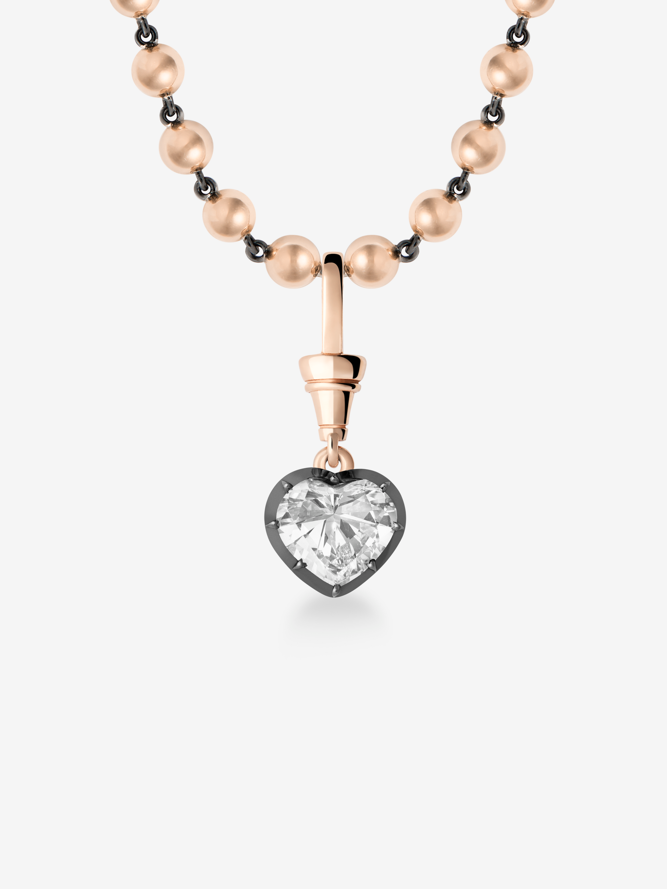 Ball n Chain 2.01ct Heart-Shaped Diamond Pendant View 2