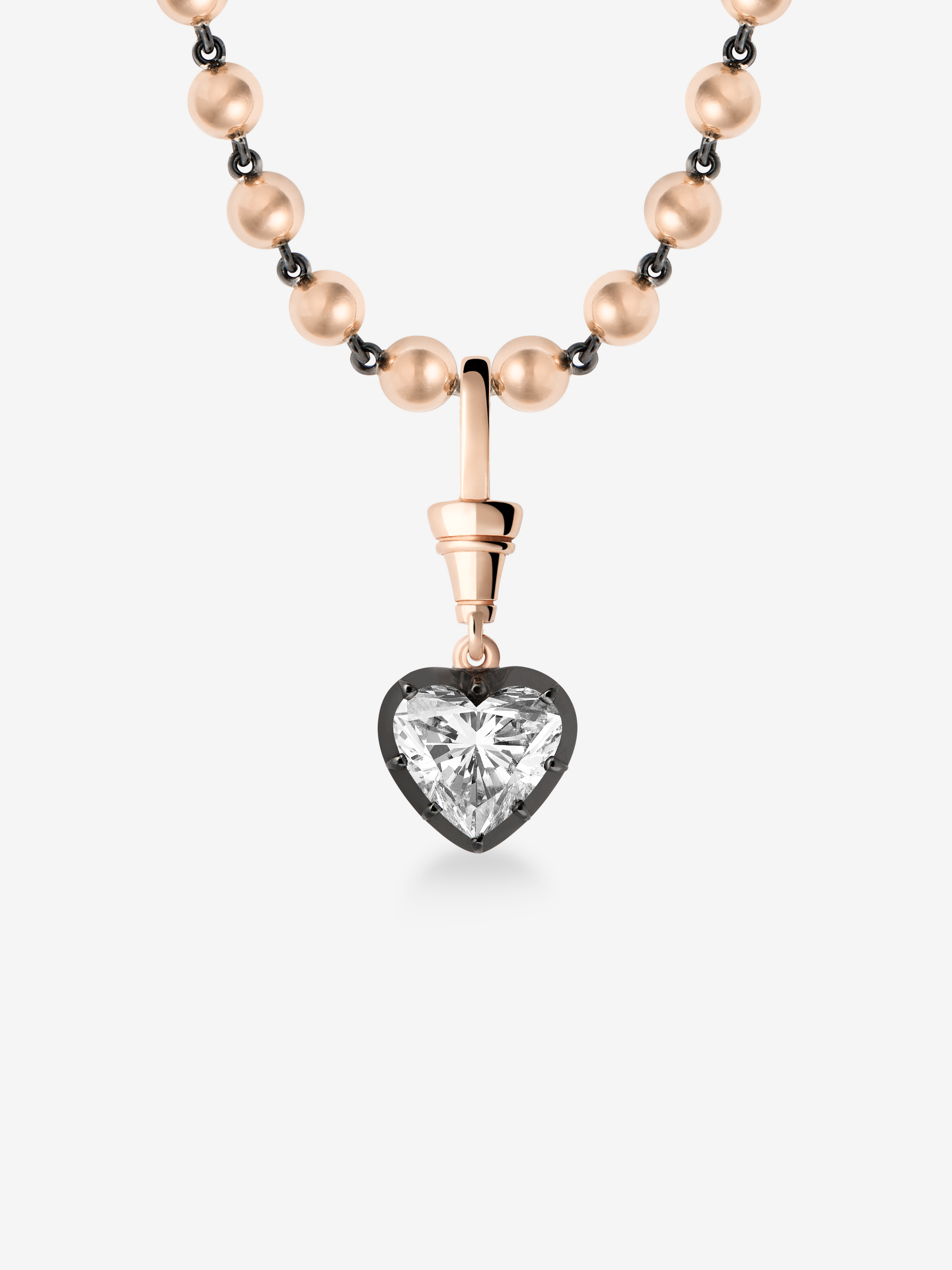 Ball n Chain 2.50ct Heart-Shaped Diamond Pendant View 2