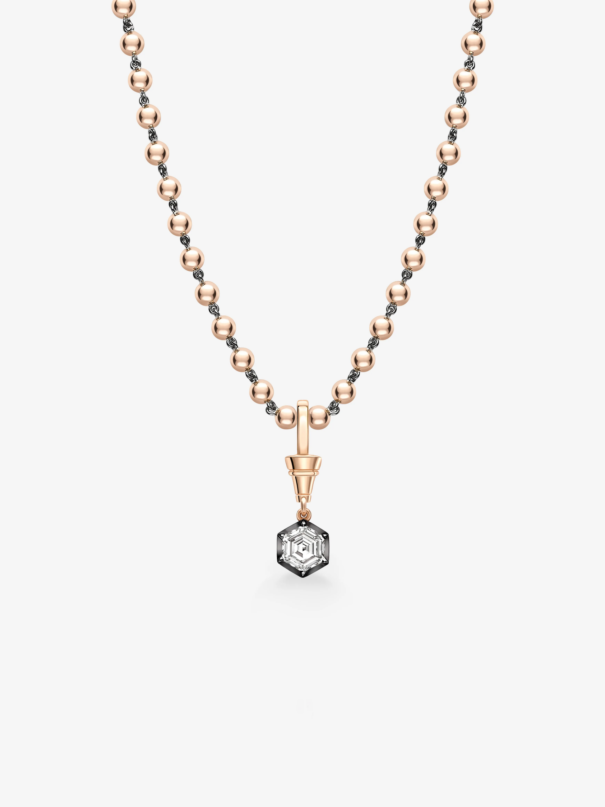 Ball n Chain 1.44ct Hexagon Diamond Pendant View 2