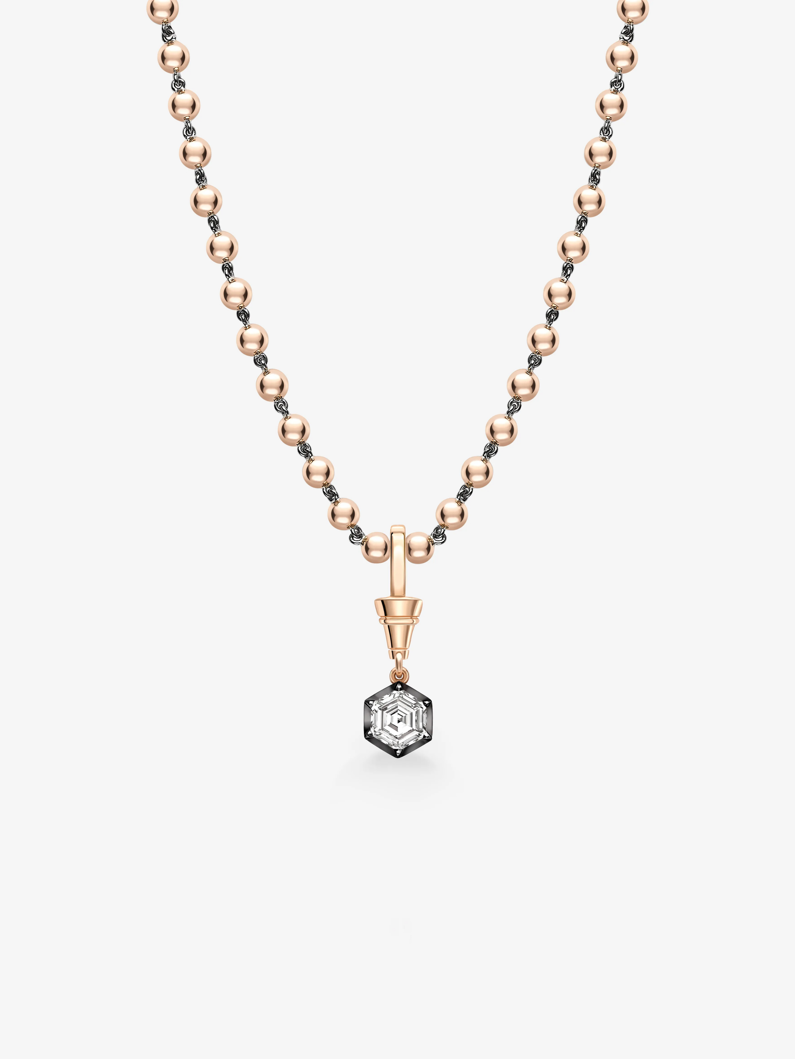 Ball n Chain 1.44ct Hexagon Diamond Pendant View 2
