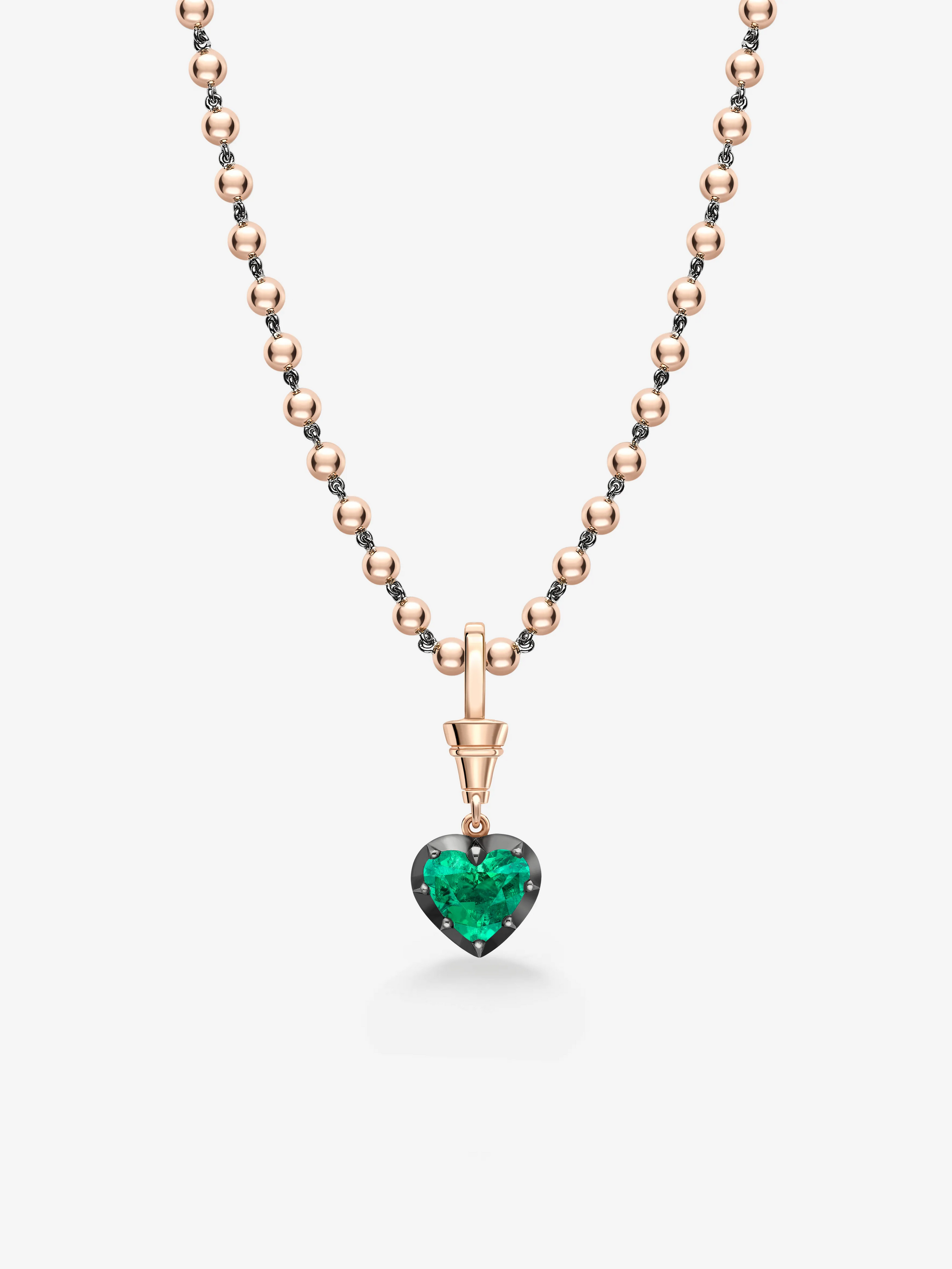 Ball n Chain 2.32ct Heart-Shaped Emerald Pendant View 2