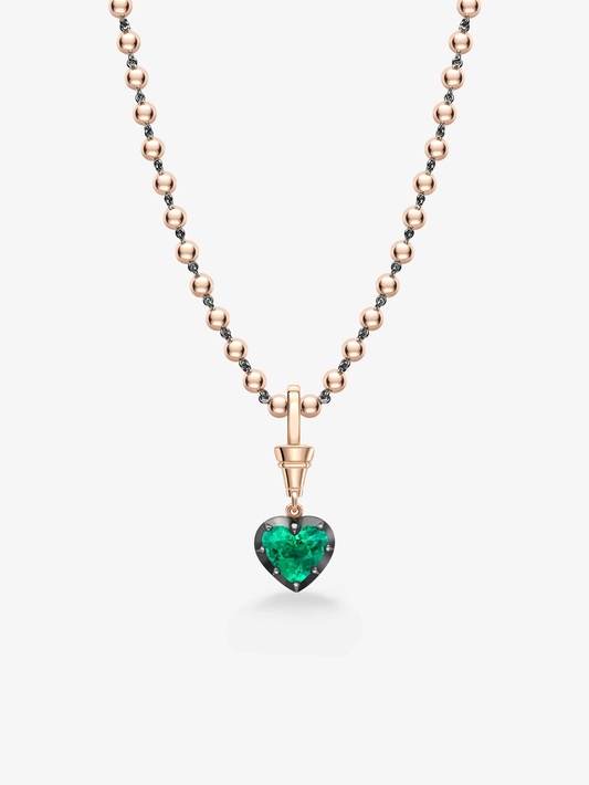 Ball n Chain 2.32ct Heart-Shaped Emerald Pendant View 2