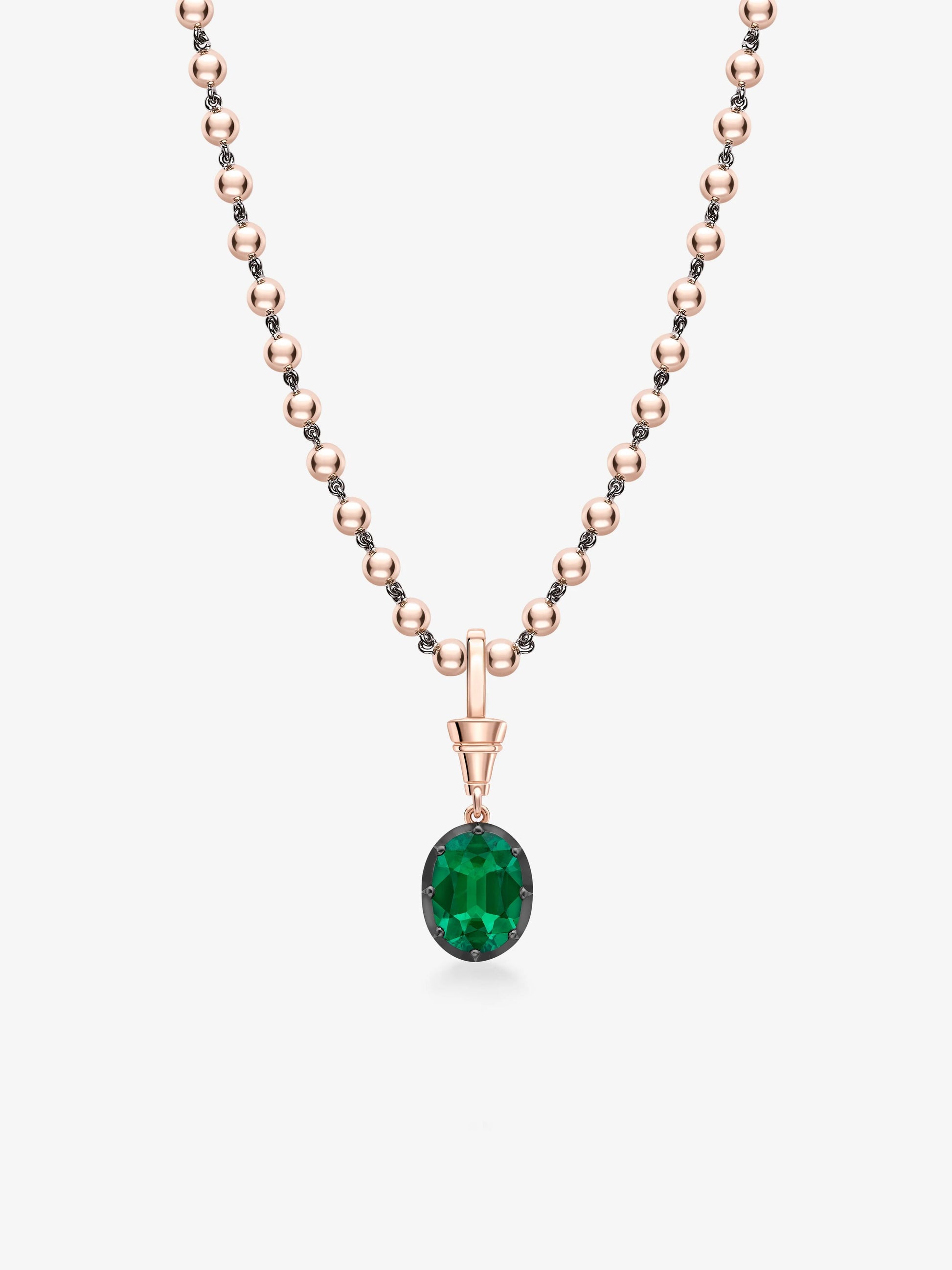 Ball n Chain 2.48ct Oval Emerald Pendant View 3