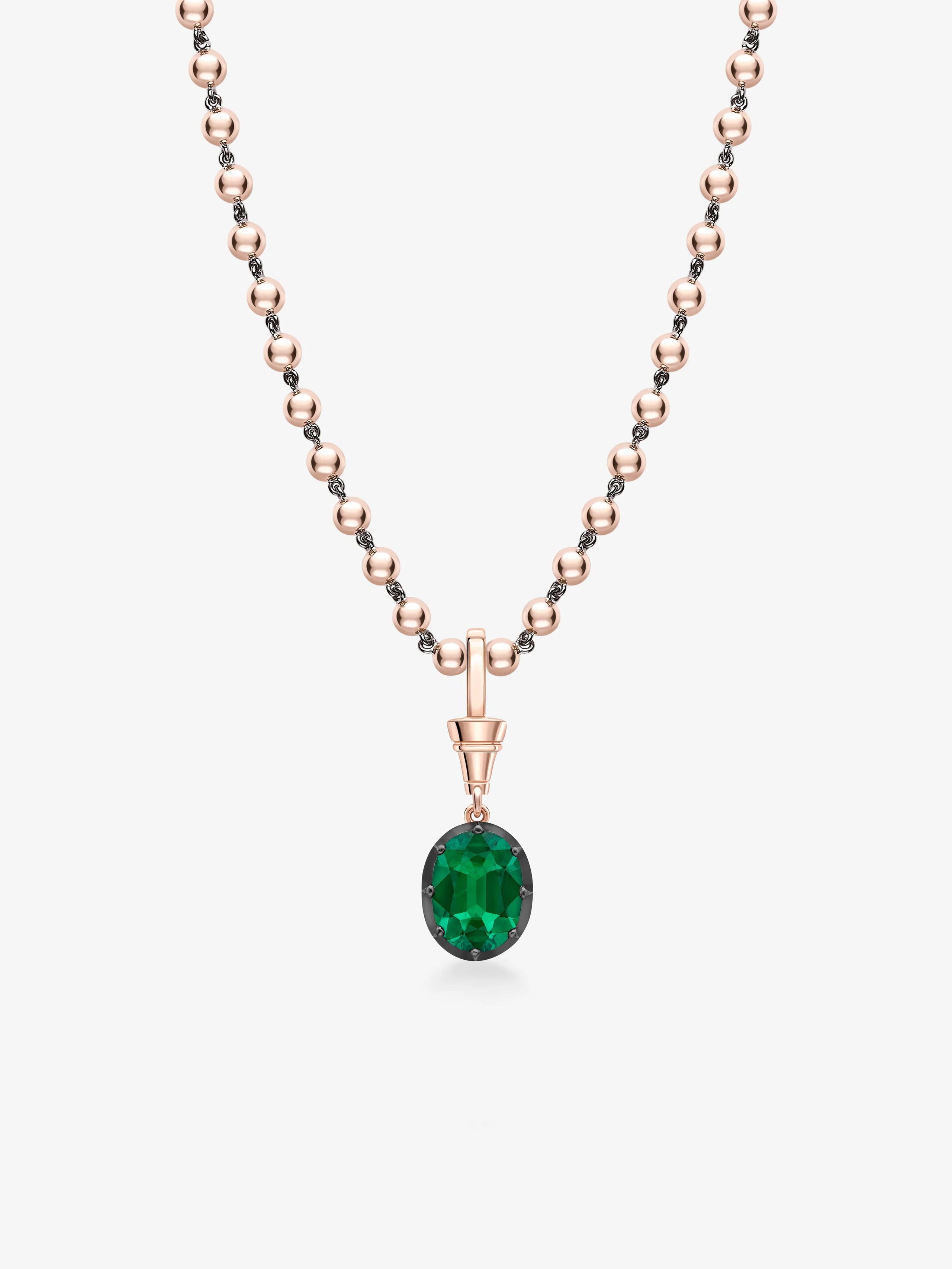 Ball n Chain 2.48ct Oval Emerald Pendant View 3