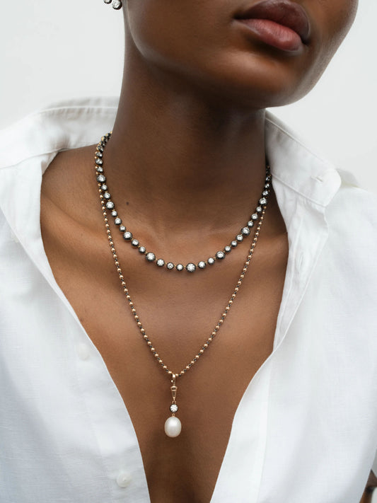 Micro Ball n Chain Rose Gold 21" Necklace View 3
