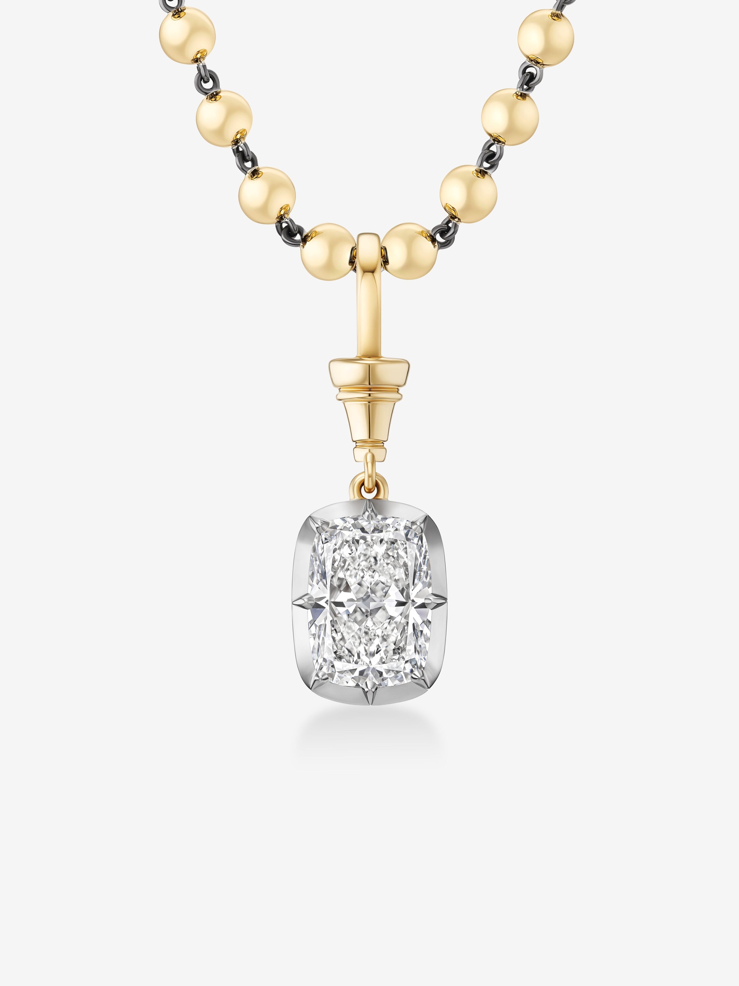 Ball n Chain 4.52ct Cushion Diamond Pendant View 2