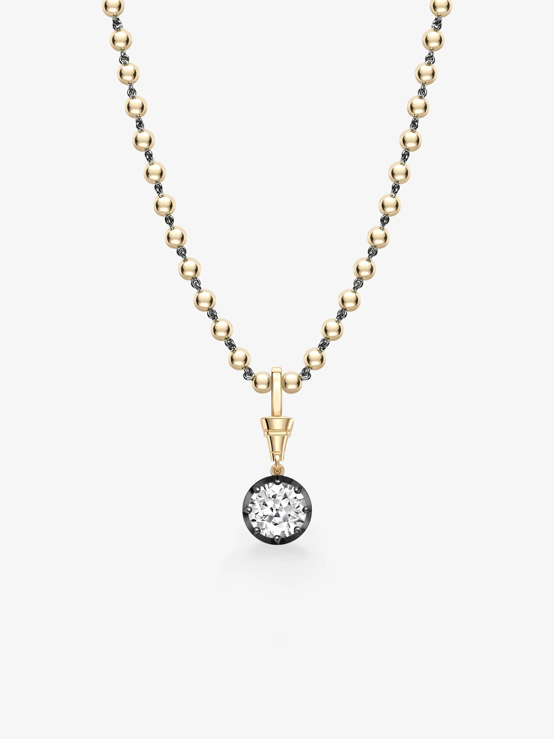 Ball n Chain 4.01ct Round Brilliant Diamond Pendant View 2