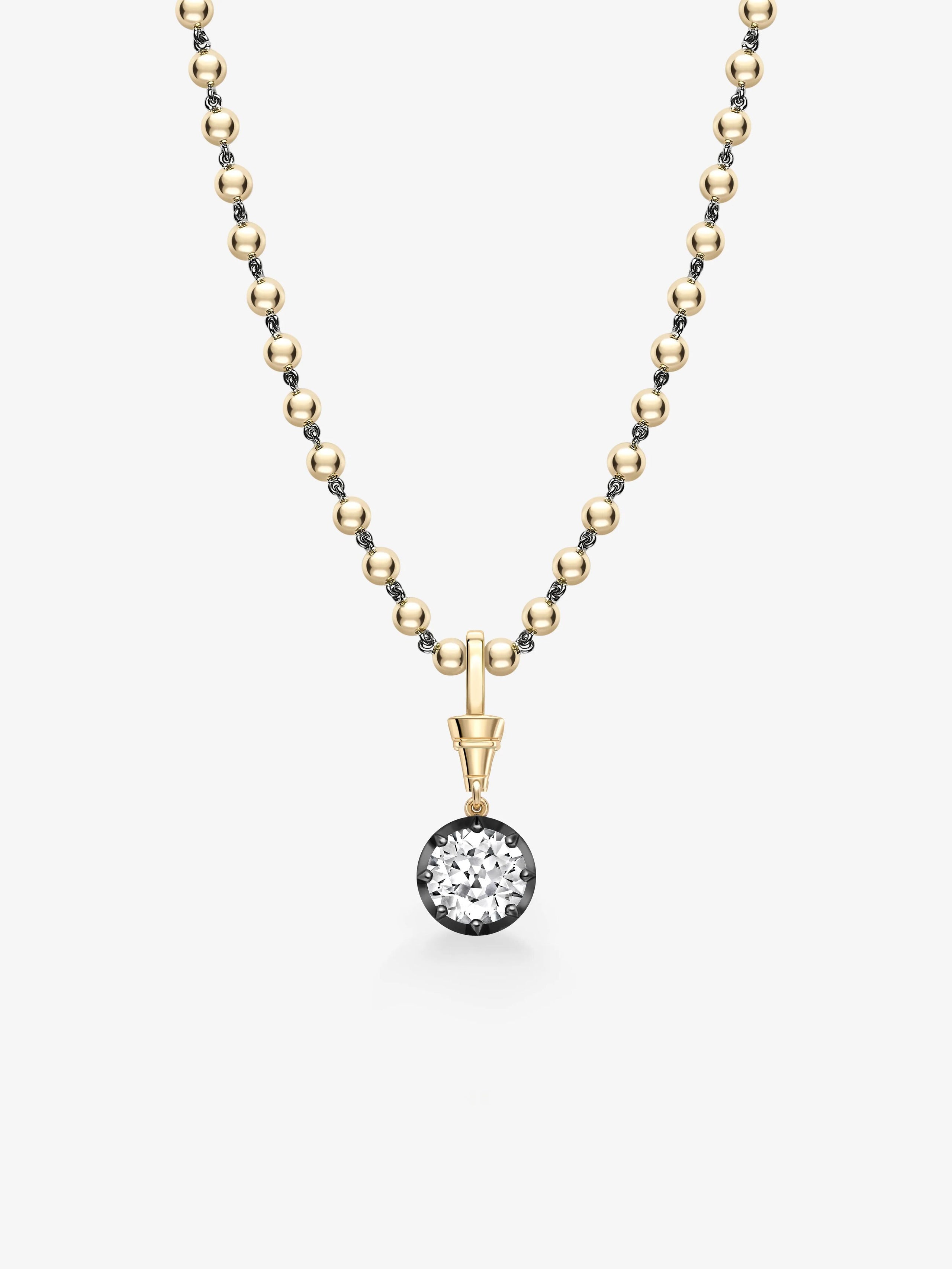 Ball n Chain 4.01ct Round Brilliant Diamond Pendant View 2
