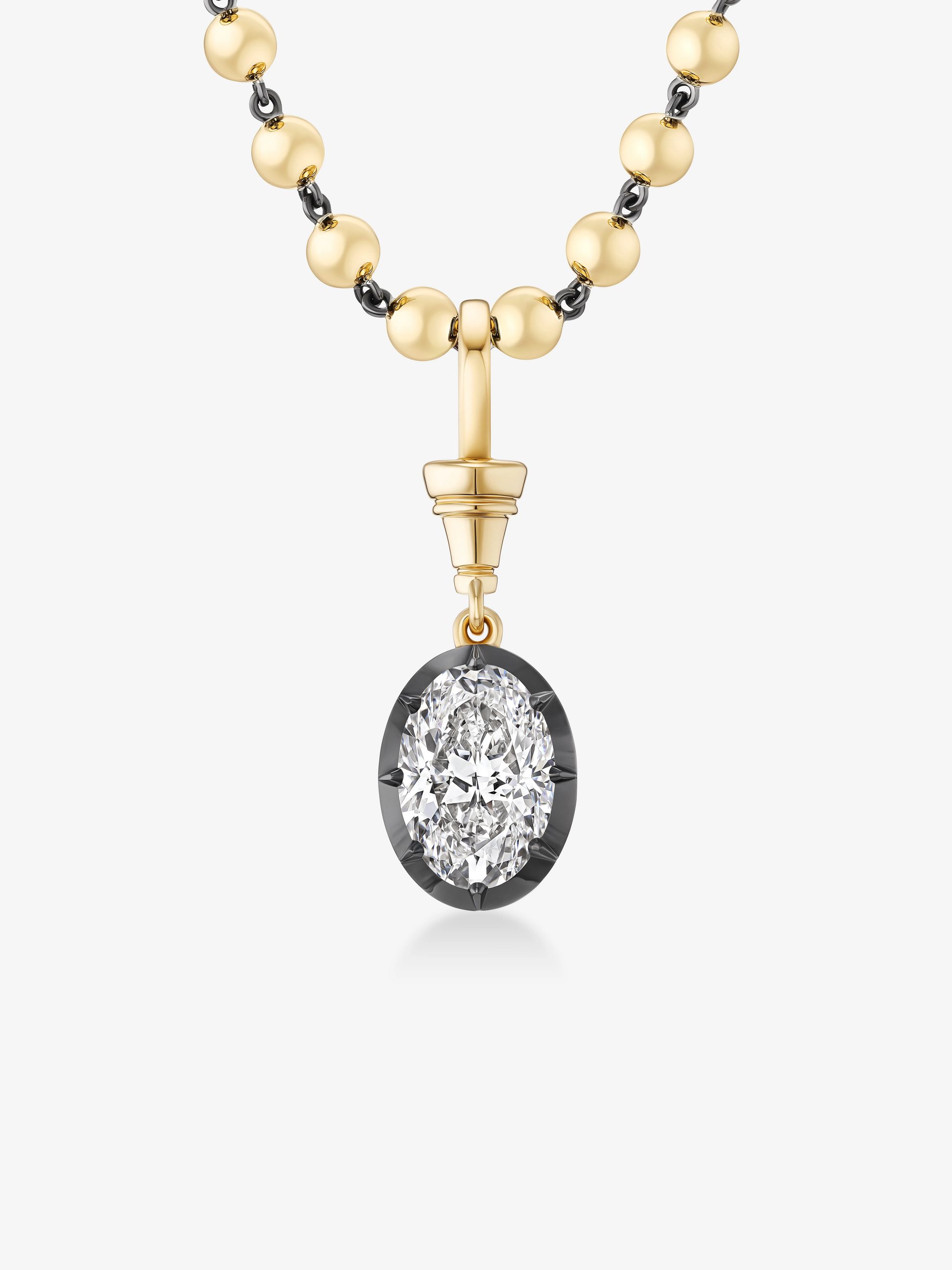 Ball n Chain 4.02ct Oval Diamond Pendant View 2
