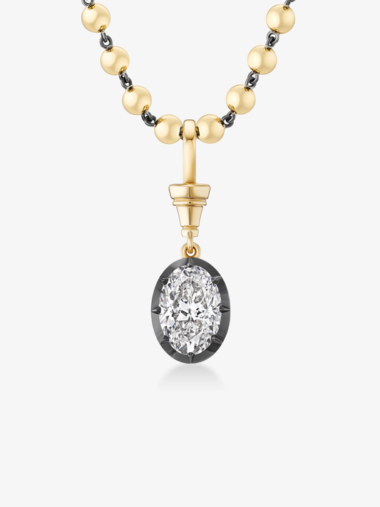 Ball n Chain 4.02ct Oval Diamond Pendant View 2