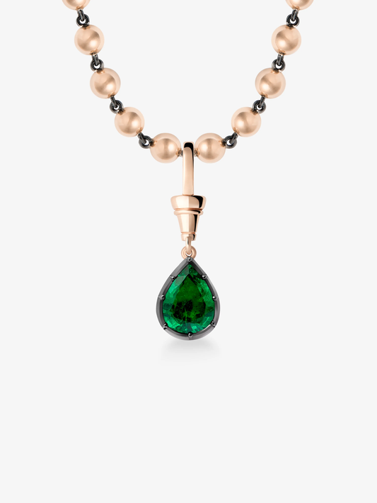 Ball n Chain 2.45ct Pear-Shaped Emerald Pendant View 2
