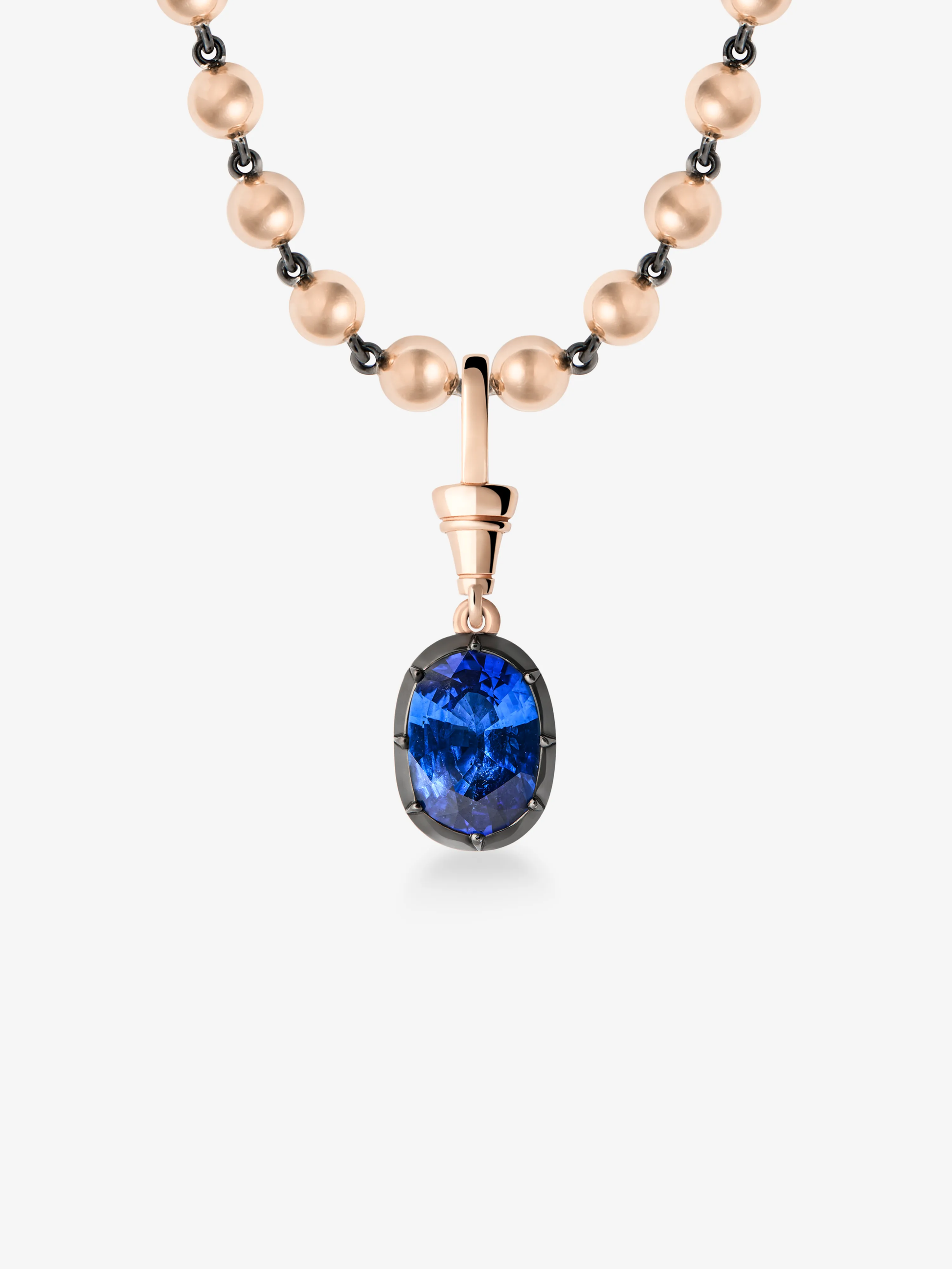 Ball n Chain 4.60ct Oval Sapphire Pendant View 2