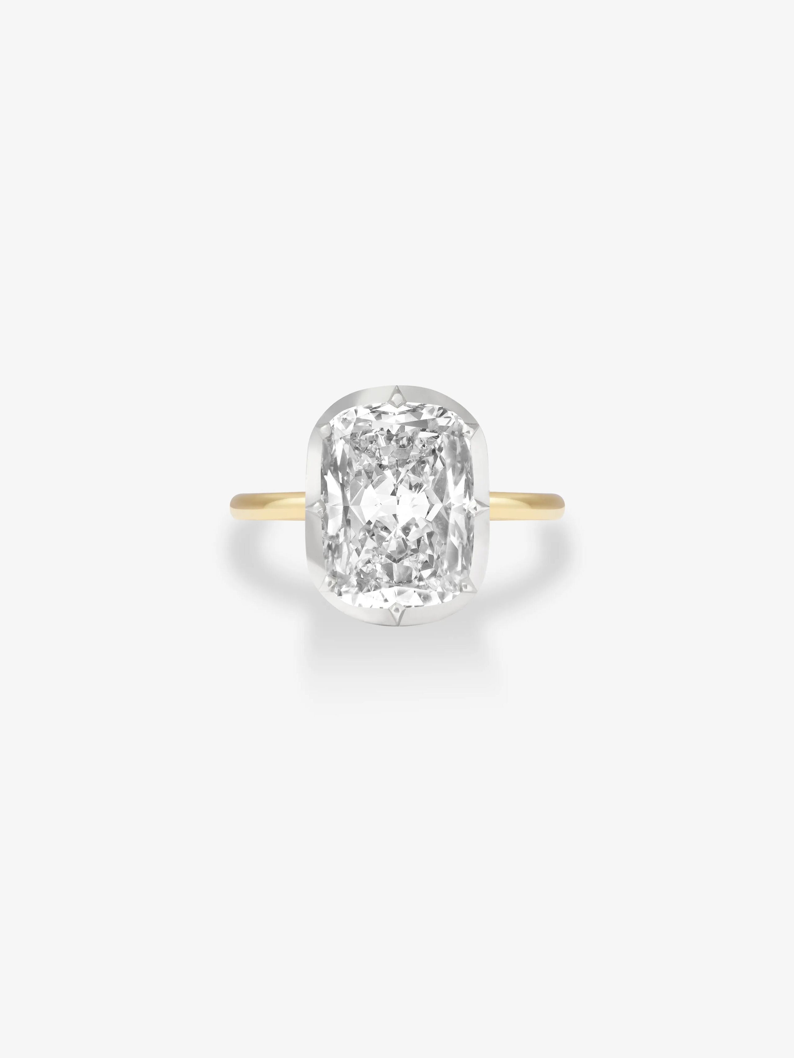 7.01ct Cushion Diamond Button Back Ring View 1