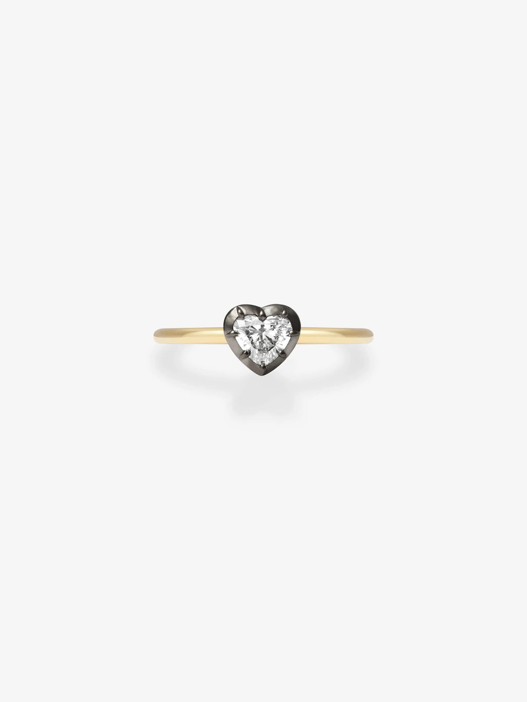 0.50ct Heart-Shaped Diamond & Blackened Gold Button Back Ring  View 1