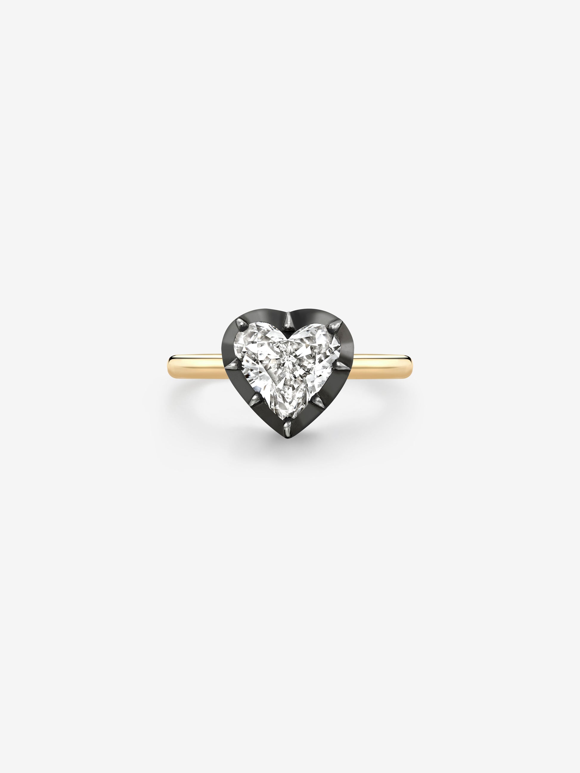 1.14ct Heart-Shaped Diamond & Blackened Gold Button Back Ring View 1