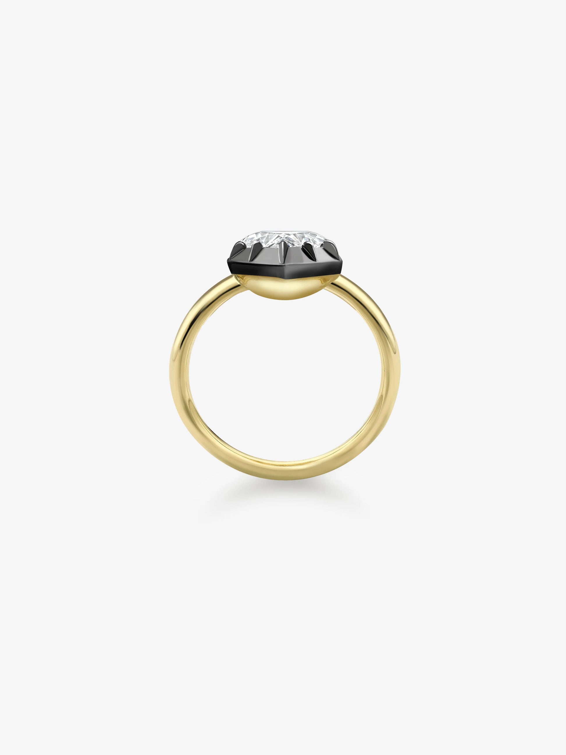1.14ct Heart-Shaped Diamond & Blackened Gold Button Back Ring View 4