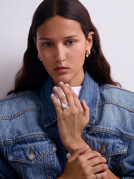 4.03ct Tilted Pear Diamond Button Back Ring