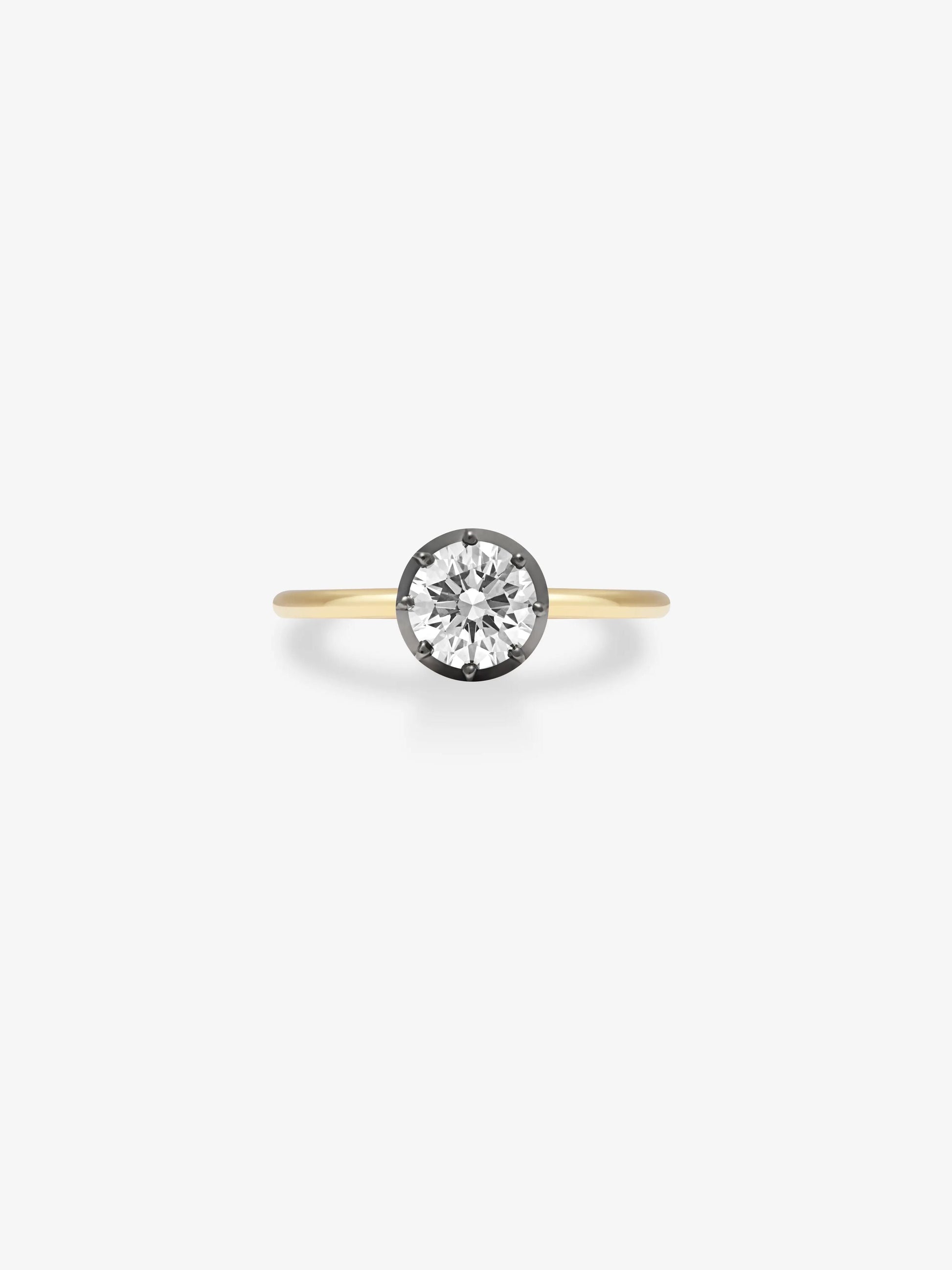 0.90ct Diamond & Blackened Gold Button Back Ring View 1