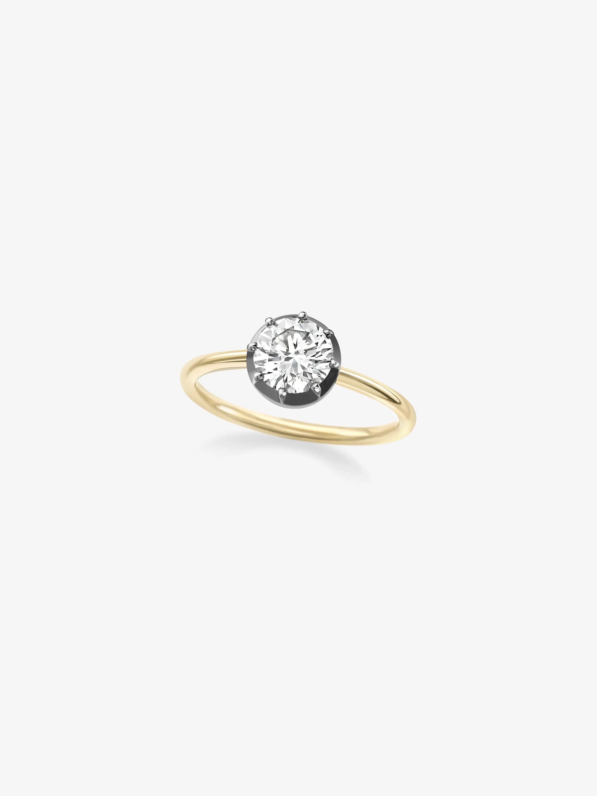 1ct Diamond & Blackened Gold Button Back Ring View 2
