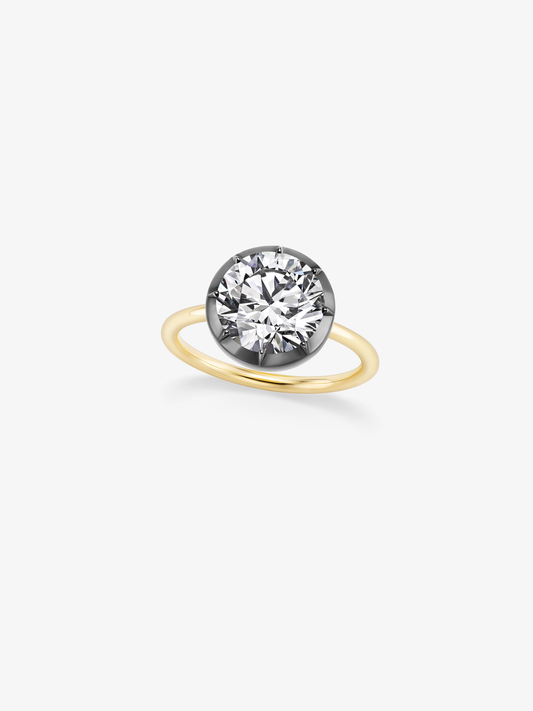 4ct Diamond & Blackened Gold Button Back Ring View 2