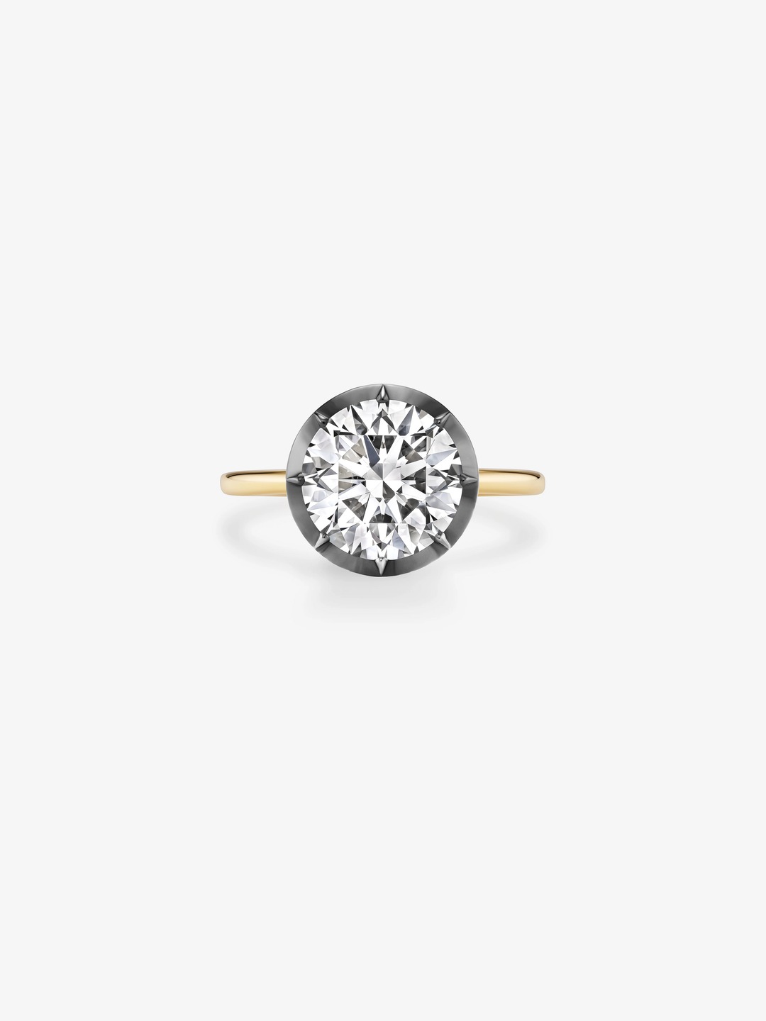 4ct Diamond & Blackened Gold Button Back Ring  View 1