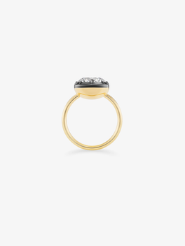 4ct Diamond & Blackened Gold Button Back Ring