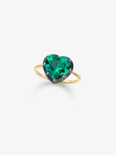 3.46ct Heart-Shaped Emerald Button Back Ring