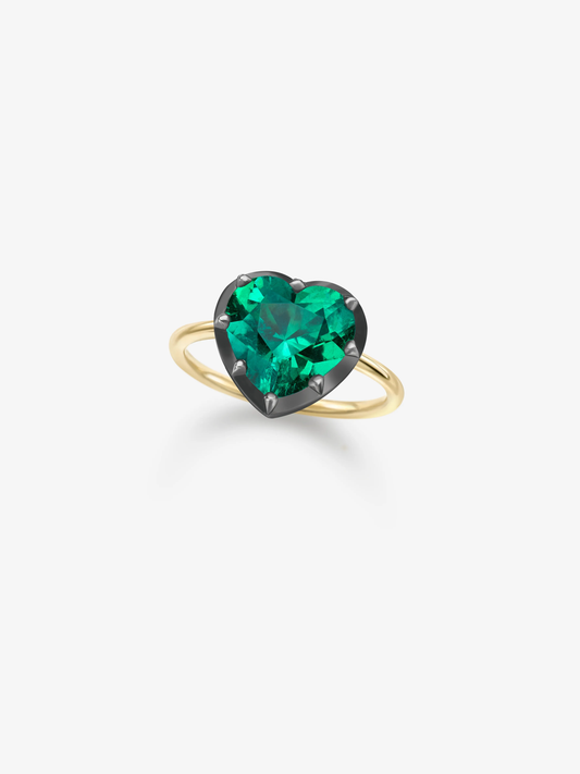 3.36ct Heart-Shaped Emerald Button Back Ring View 2