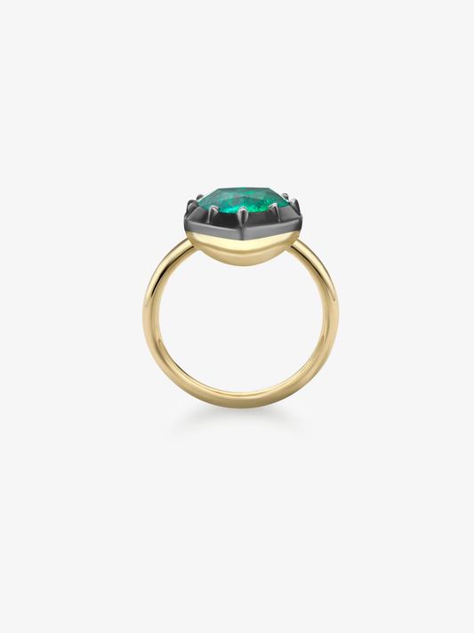 3.36ct Heart-Shaped Emerald Button Back Ring View 4