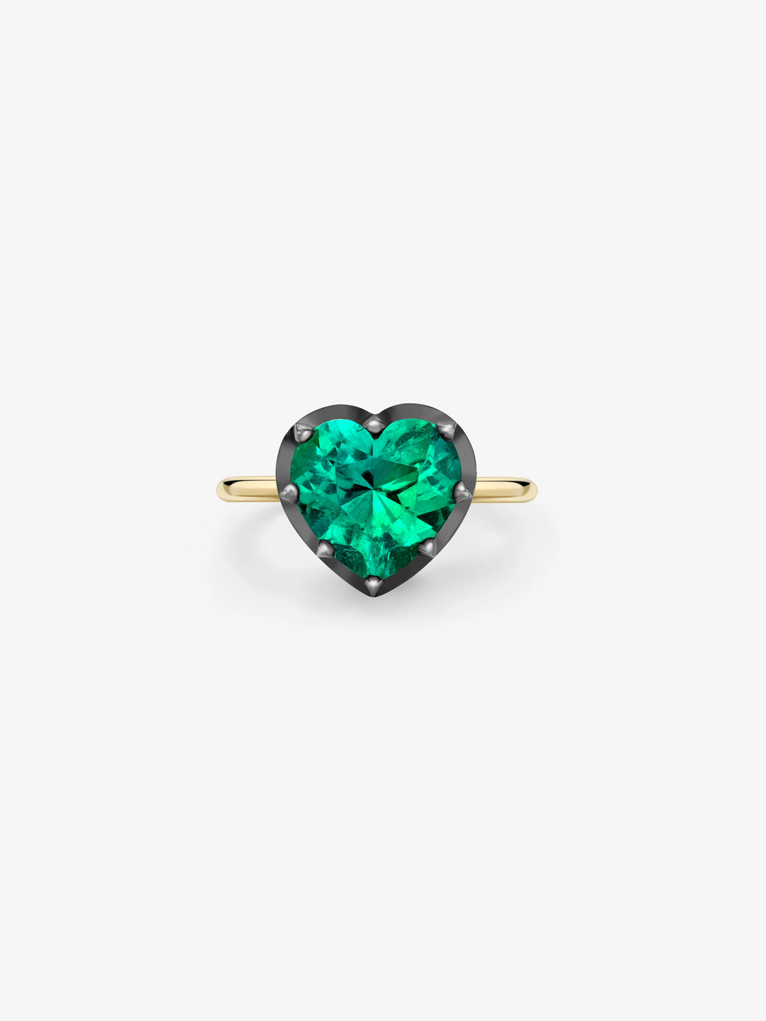 3.36ct Heart-Shaped Emerald Button Back Ring  View 1