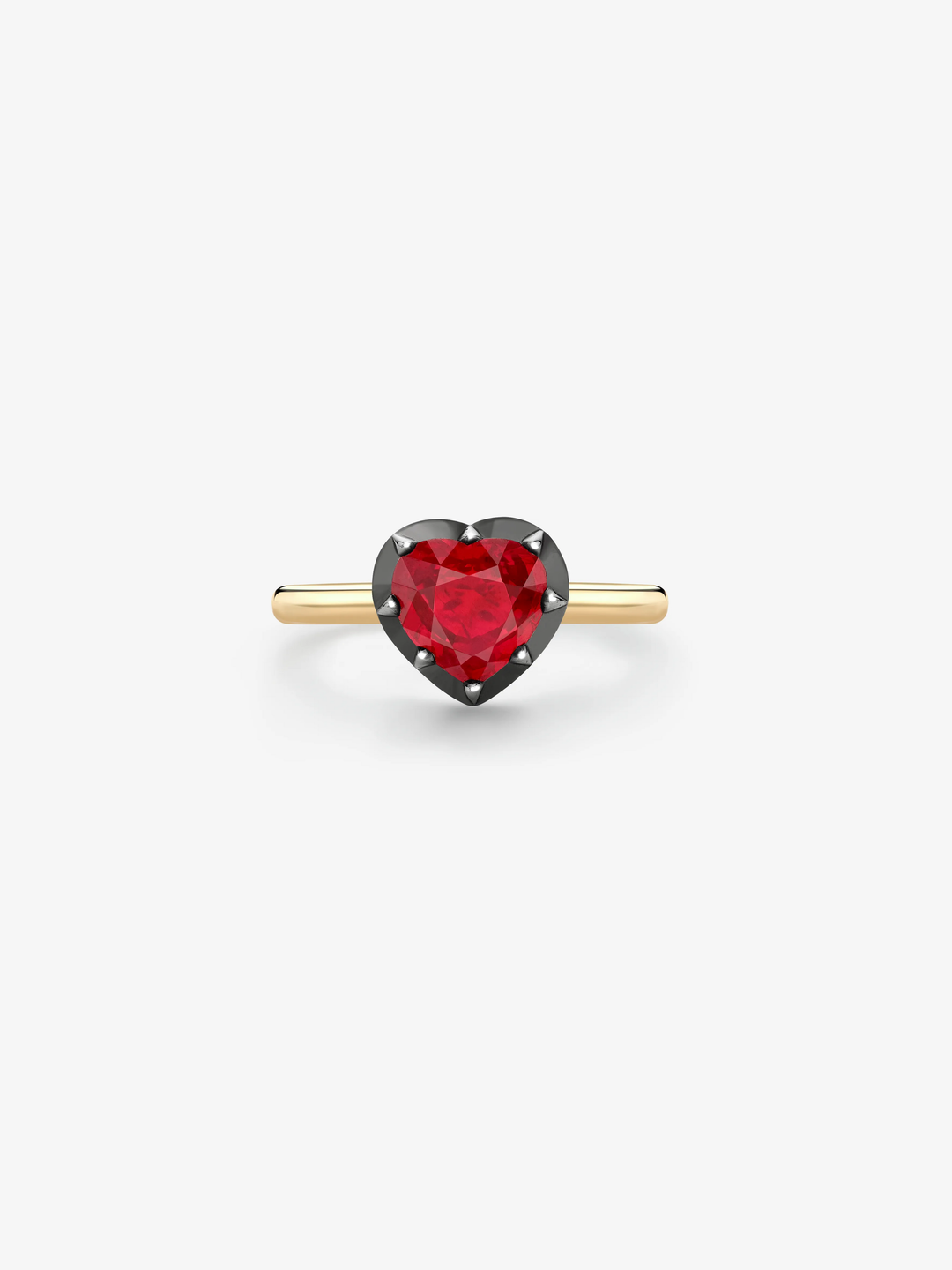 2.01ct Heart-Shaped Ruby Button Back Ring  View 1