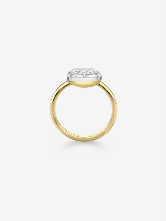 2.01ct East-West Cushion Diamond Button Back Ring View 4
