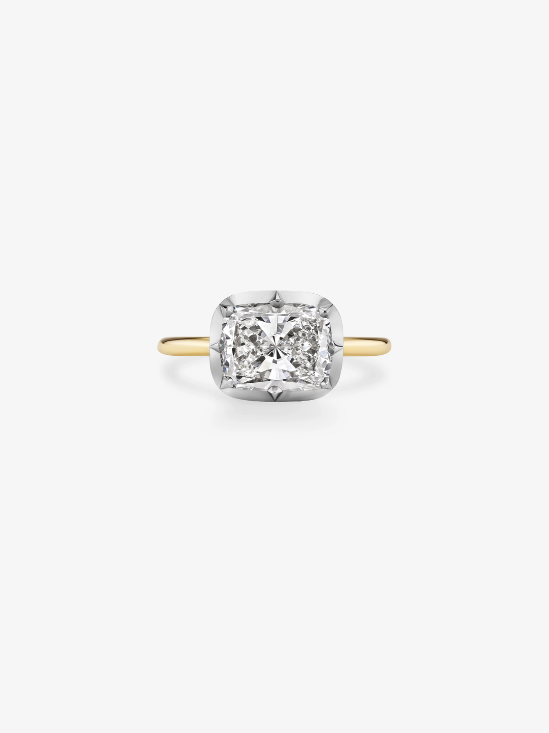 3.01ct East-West Cushion Diamond Button Back Ring  View 1