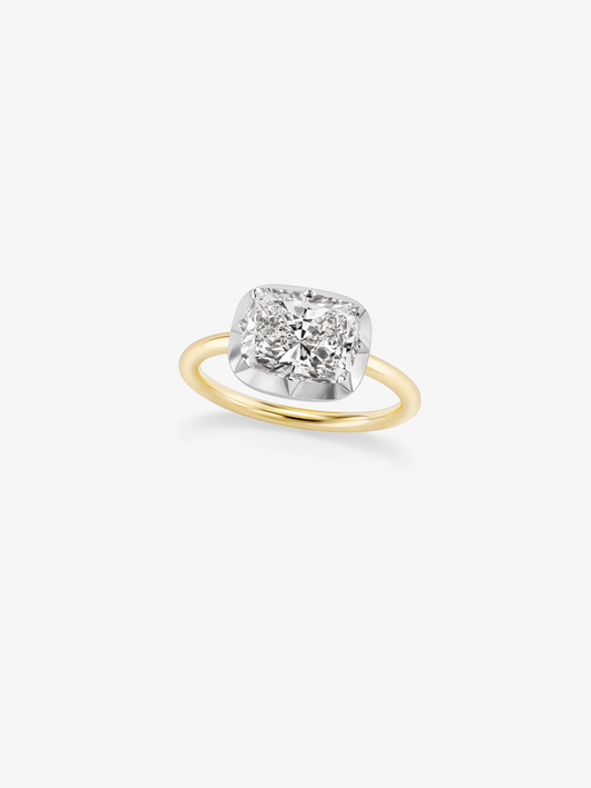 3.01ct East-West Cushion Diamond Button Back Ring View 2