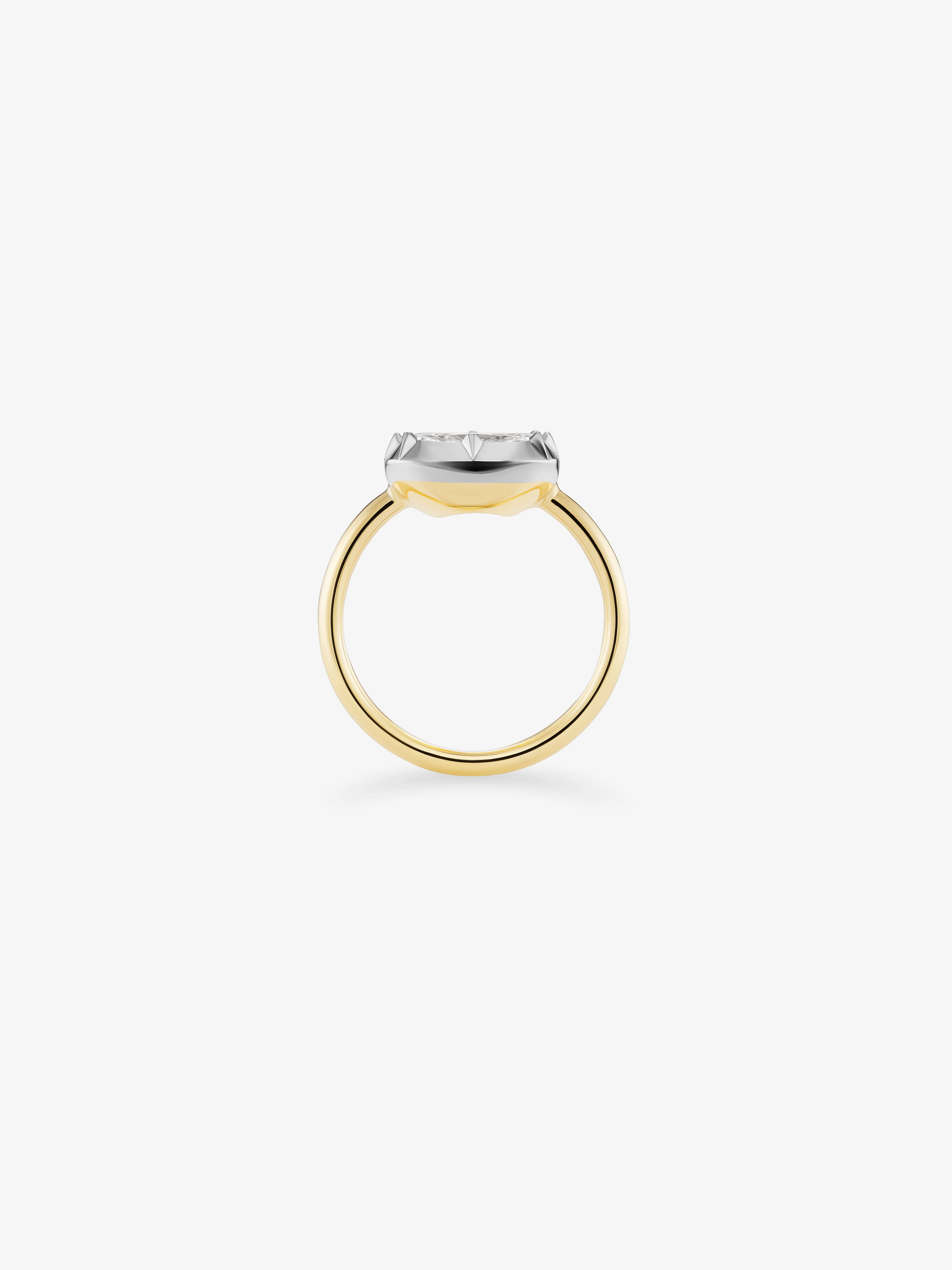 3.01ct East-West Cushion Diamond Button Back Ring View 4