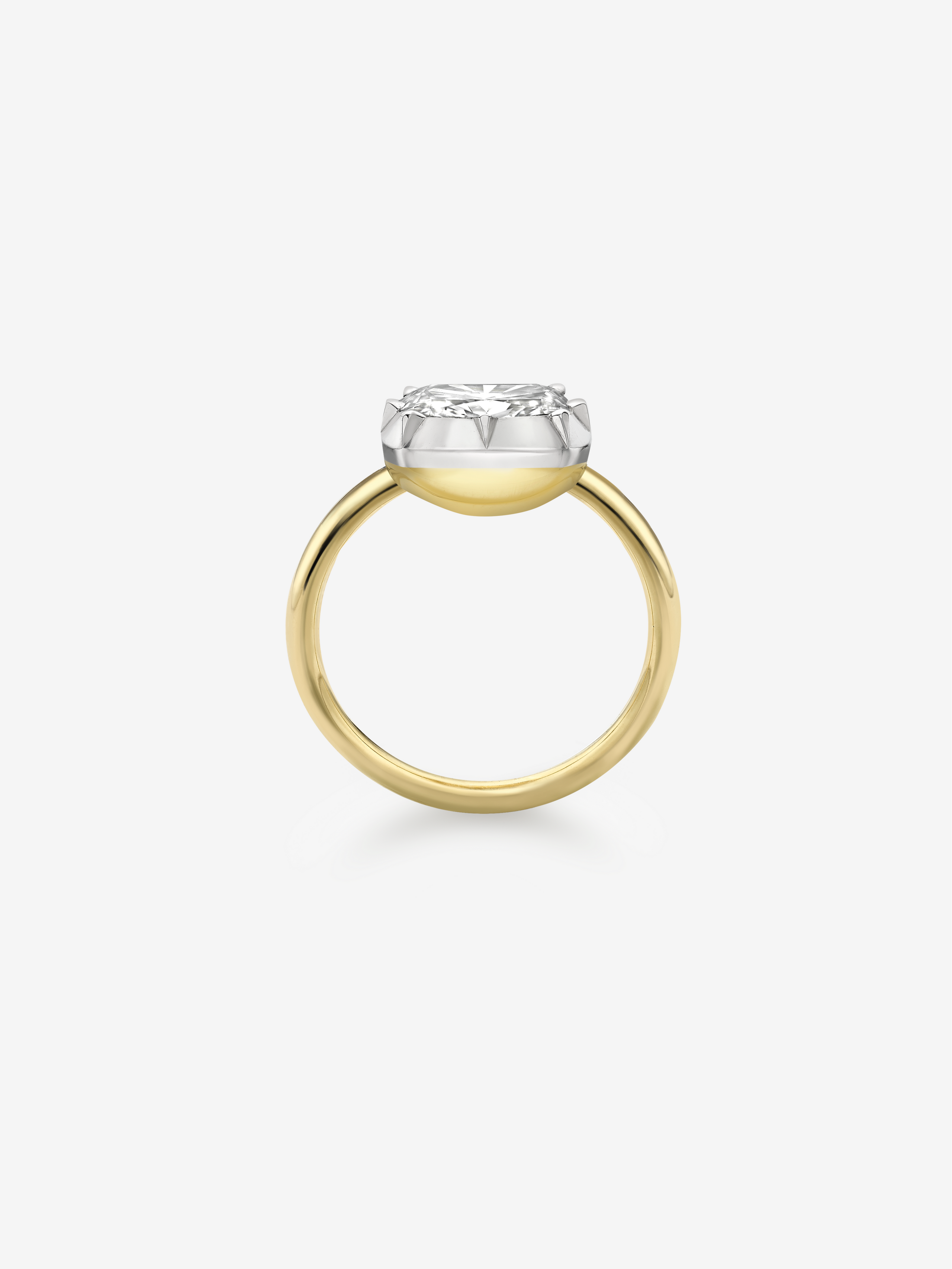 3.06ct East-West Cushion Cut Diamond Button Back Ring View 4