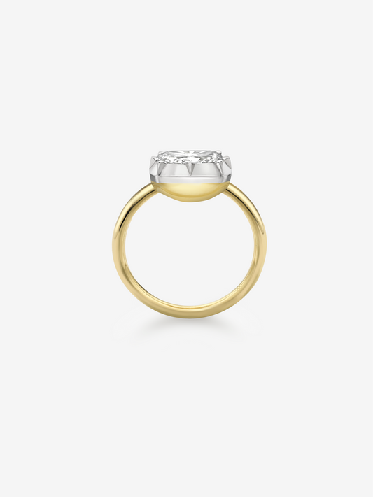 3.06ct East-West Cushion Cut Diamond Button Back Ring View 4