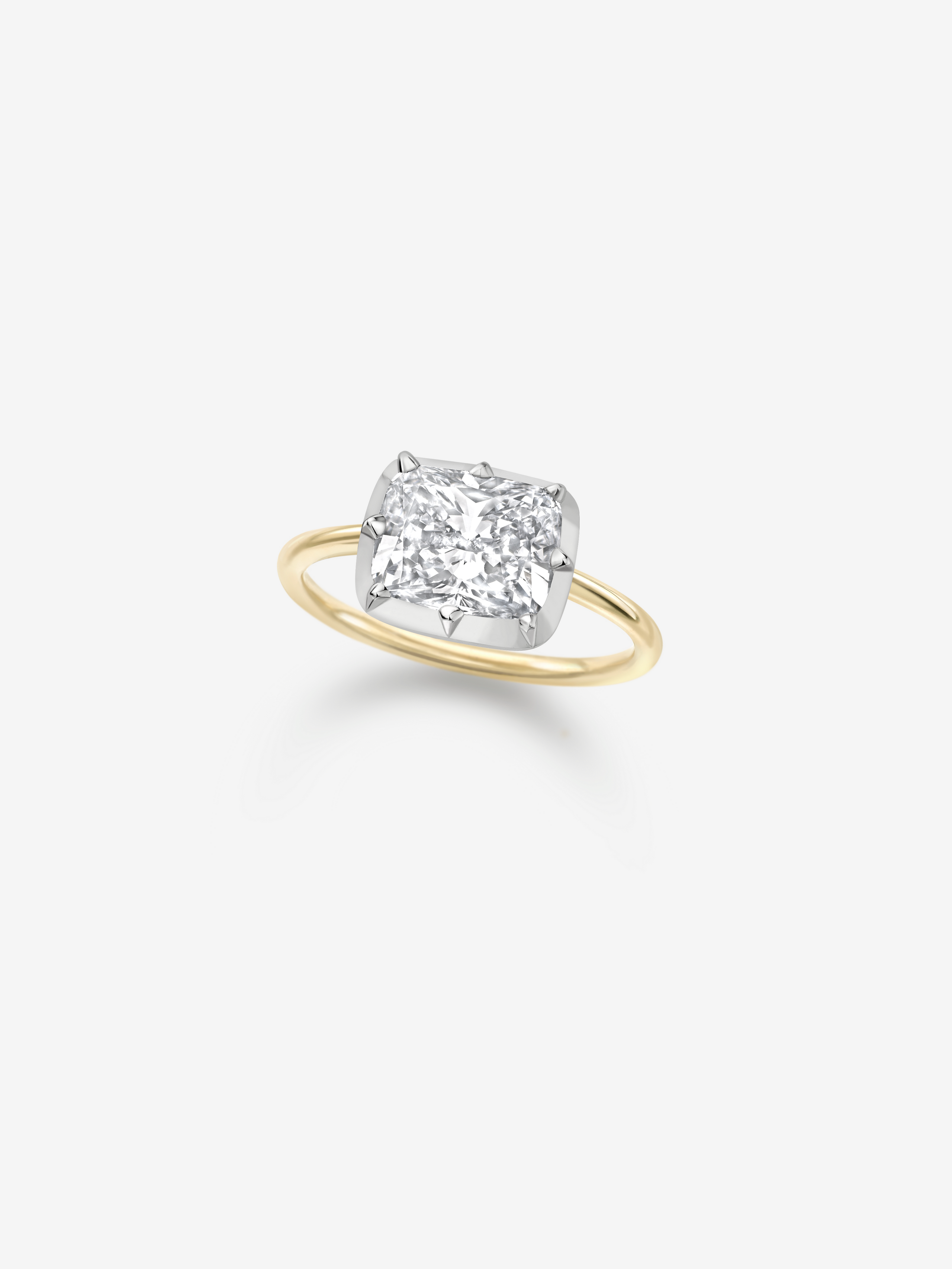 3.06ct East-West Cushion Cut Diamond Button Back Ring View 2
