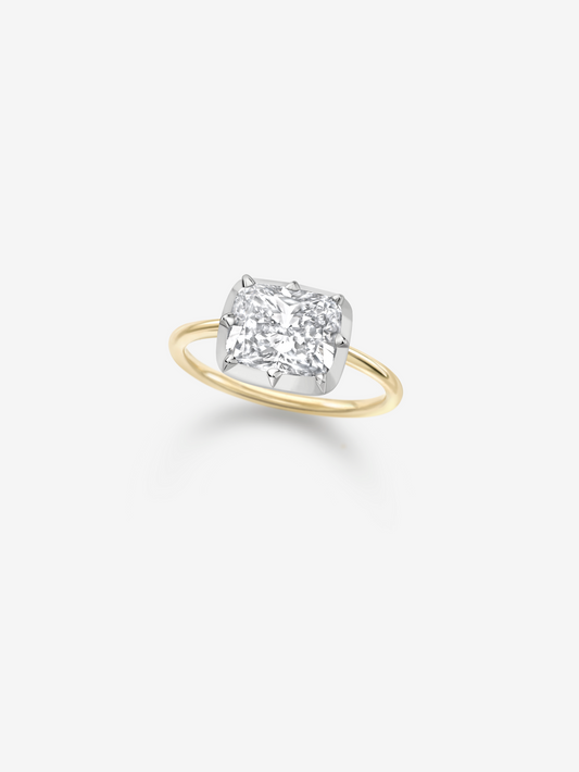 3.06ct East-West Cushion Cut Diamond Button Back Ring View 2