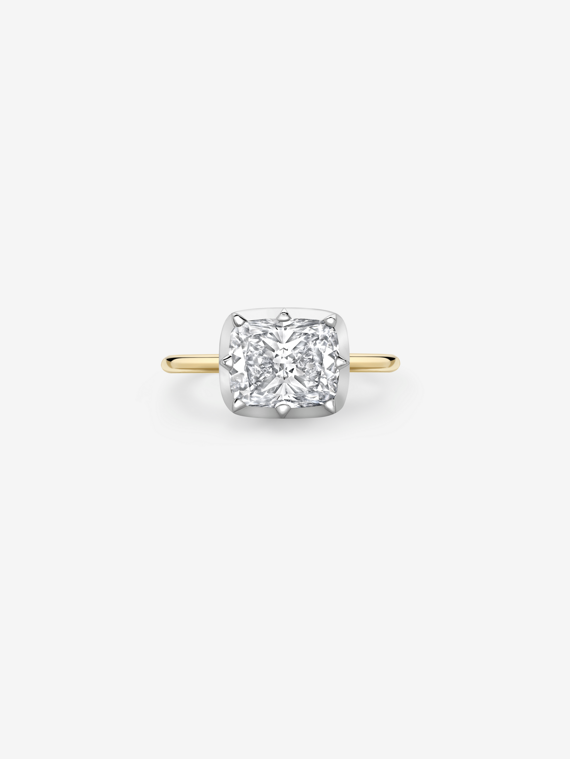 3.06ct East-West Cushion Cut Diamond Button Back Ring View 1